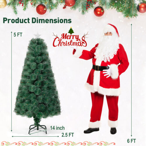 5 FT Pre-Lit Fiber Optic Christmas Tree Xmas Decor w/ 148 Multi-Color LED Lights