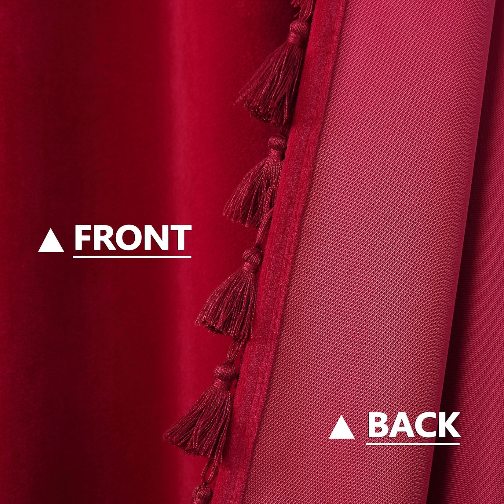 Soft Luxury Velvet Curtains with Tassels, 2 Panel Rod Pocket Blackout Curtain Drapes