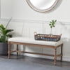 DecMode Wood Bench with Burlap Seat, Gray