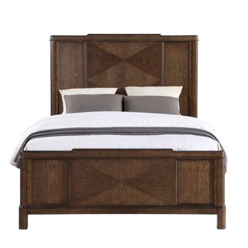 Milan Walnut Brown Wood Queen Bed