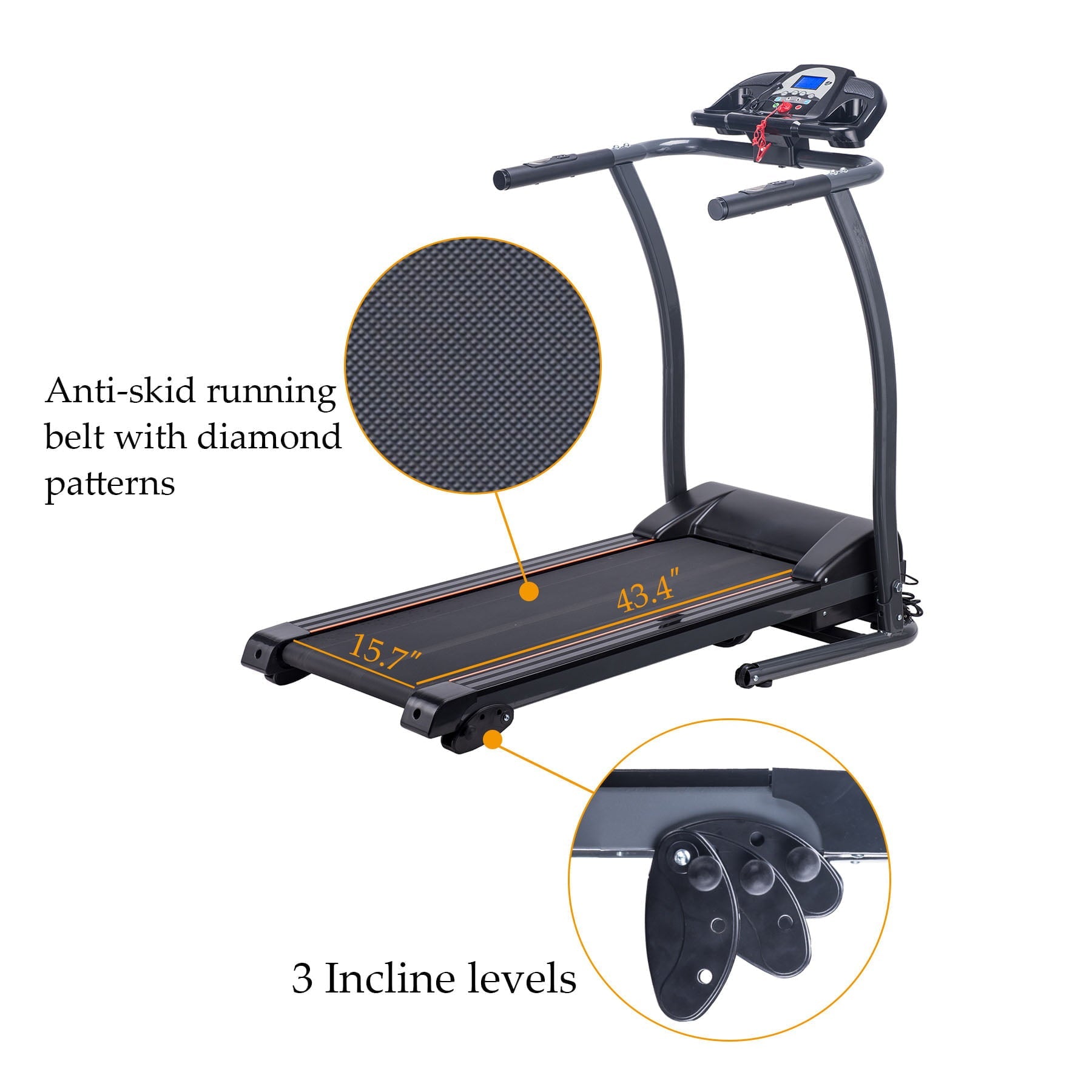 Motorized Treadmill Fitness Health Running Machine Equipment for Home Foldable & Incline 43.3