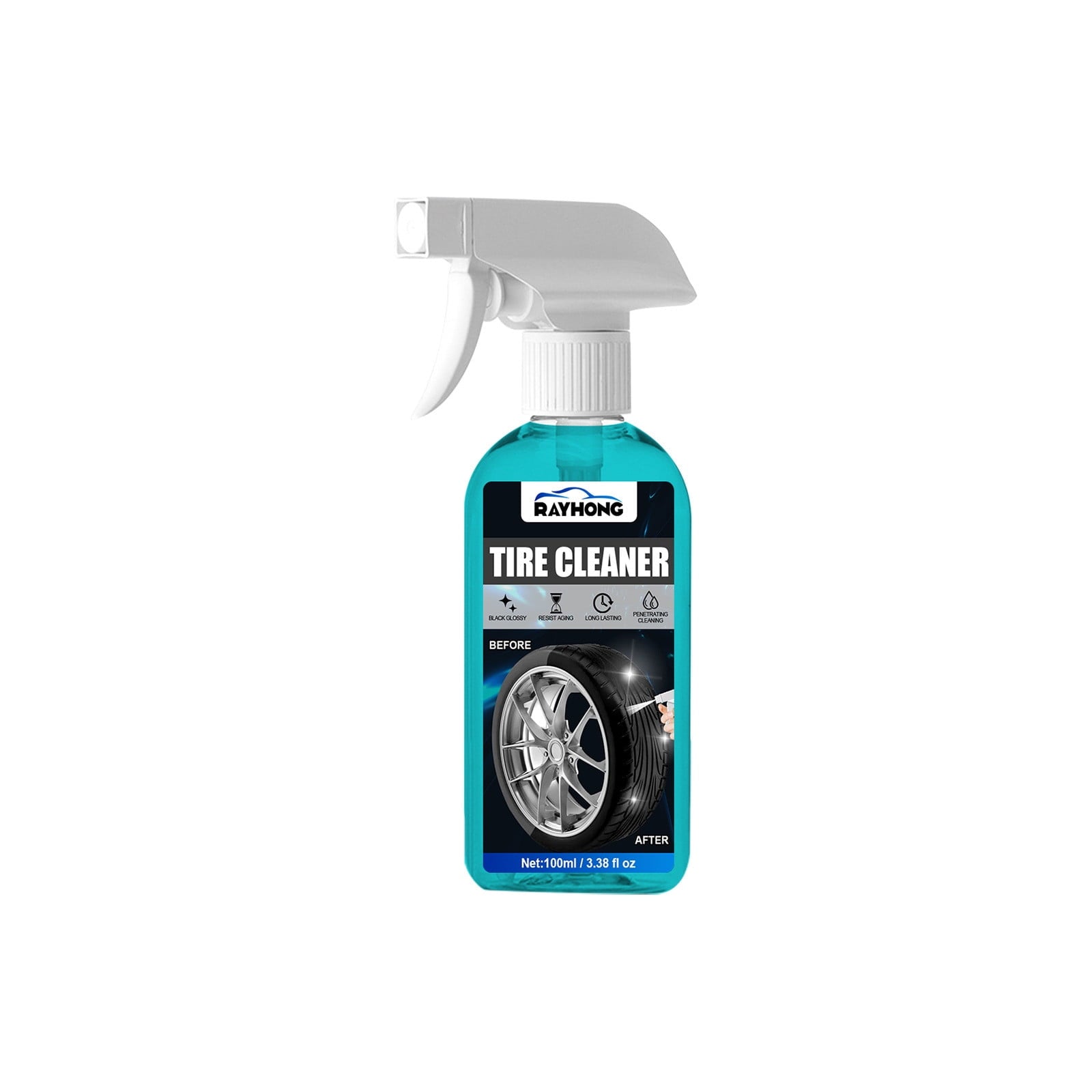 QISIWOLE Tire Cleaner - Rim and Tire Cleaner for Brake Dust and Grime - Safe for Alloy, Chrome, Aluminum, and More - 3.38 Oz