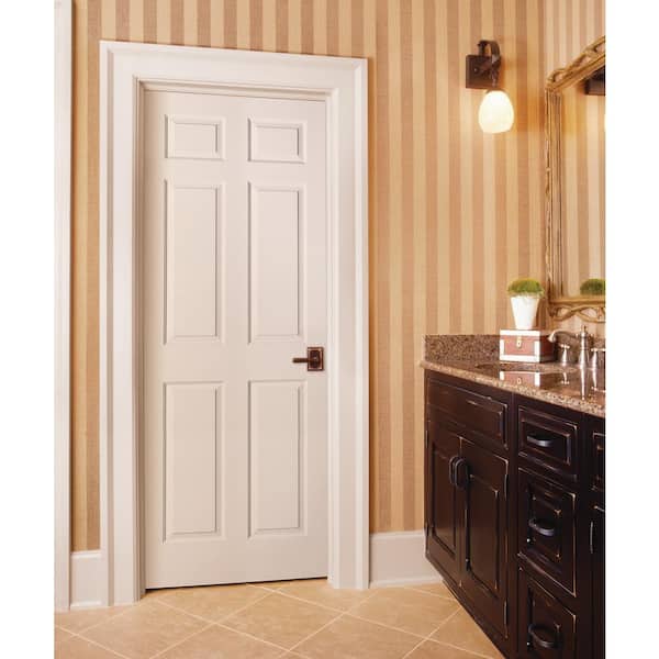 24 in. x 80 in. 6 Panel Colonist Primed Textured Molded Composite MDF Interior Door Slab