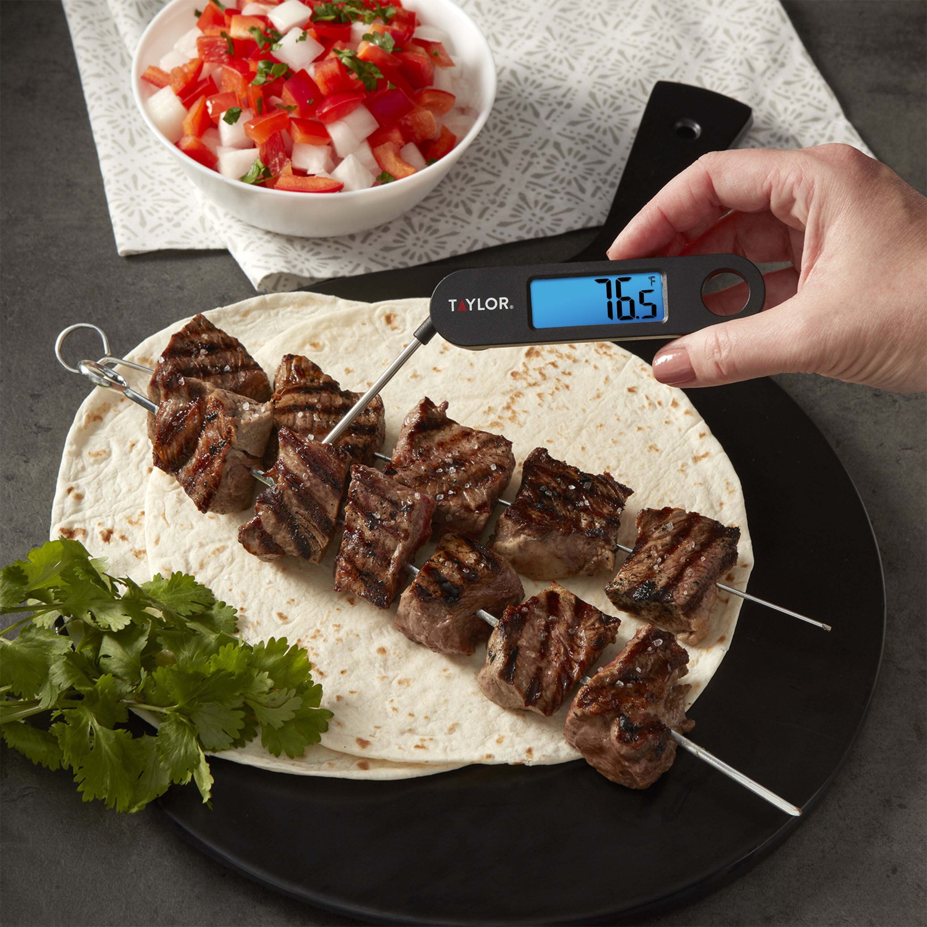 Digital Folding Probe Meat Thermometer with Blue Backlight Display