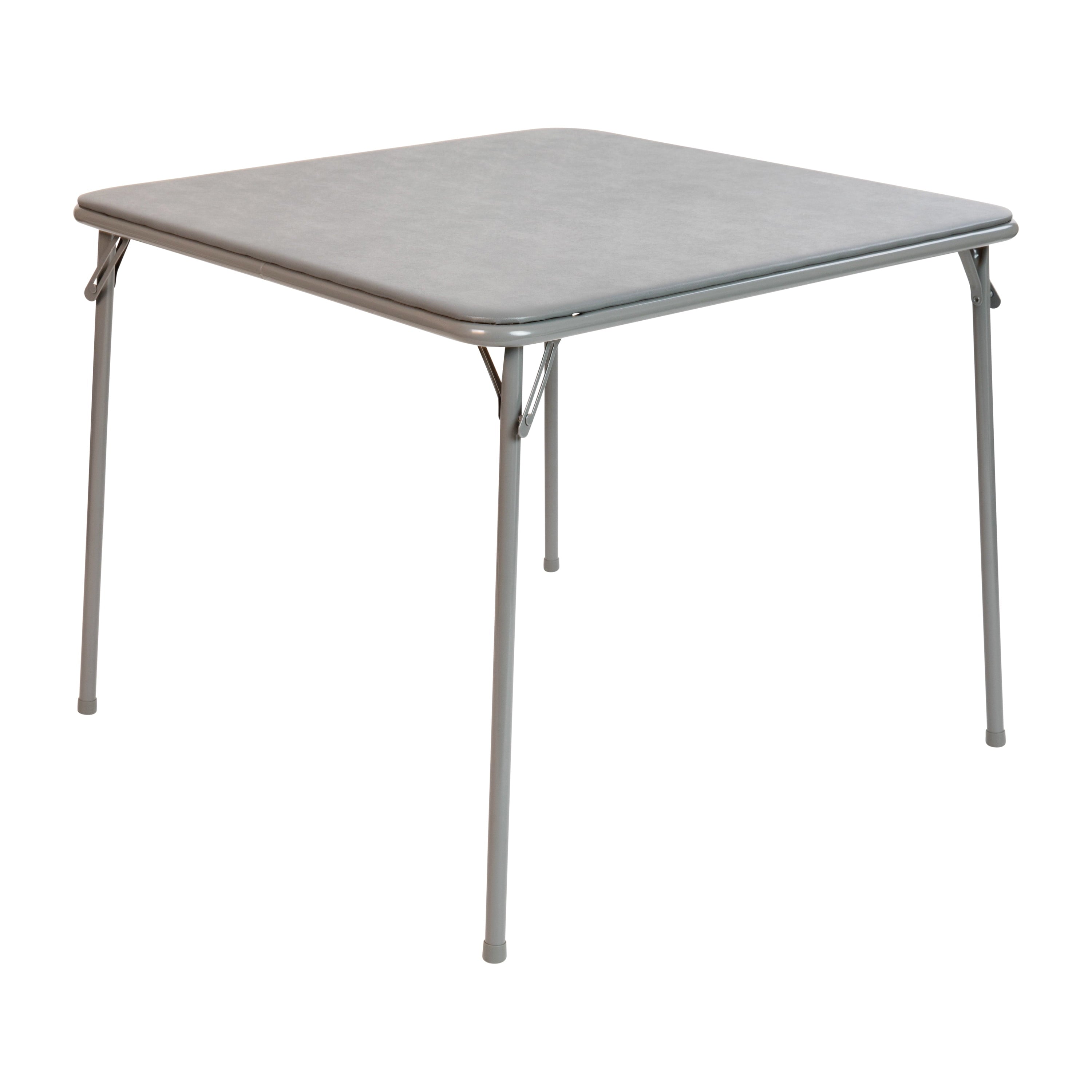 Emma + Oliver Gray Foldable Card Table with Vinyl Table Top - Game Table - Portable Table