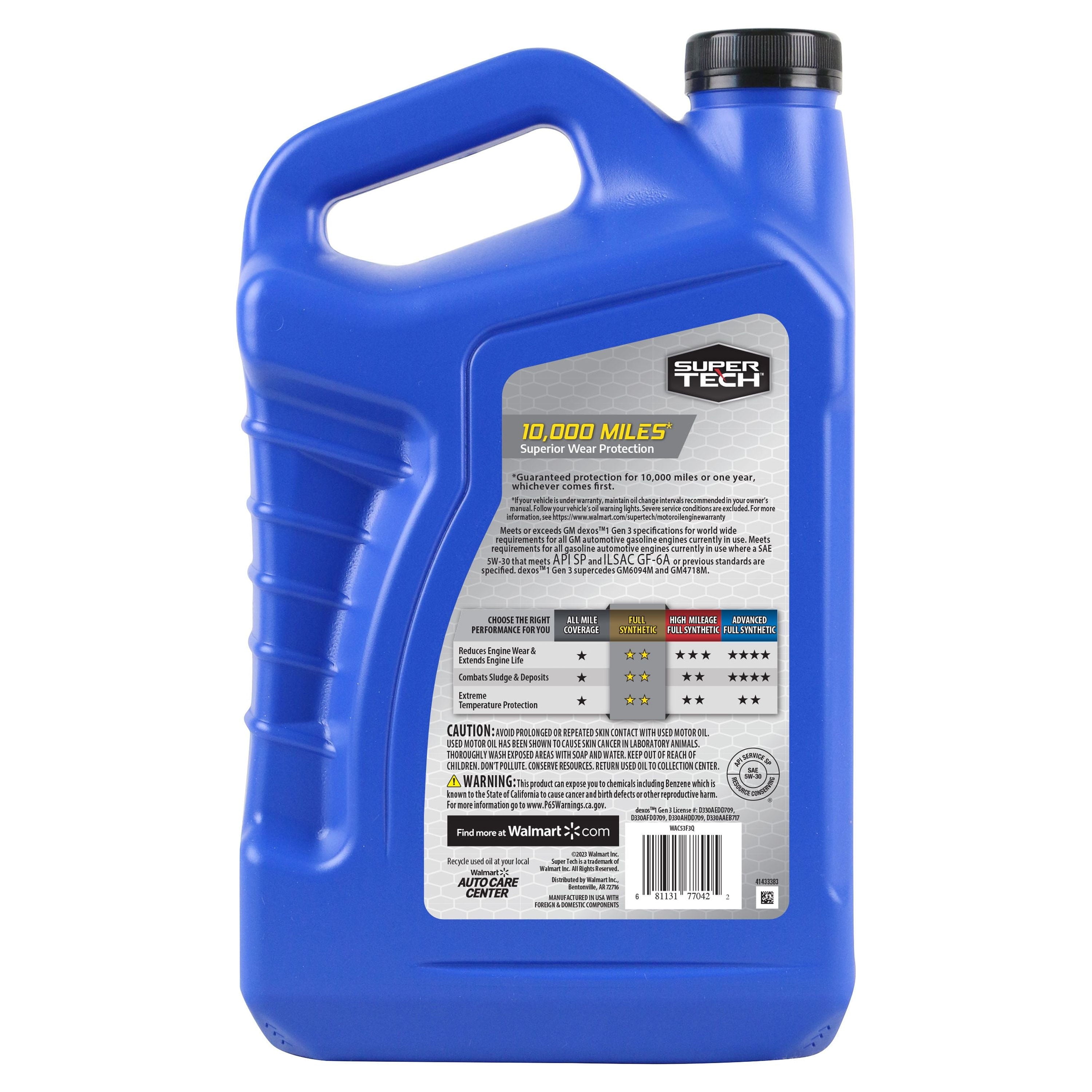 Super Tech Full Synthetic SAE 5W-30 Motor Oil, 5 Quarts