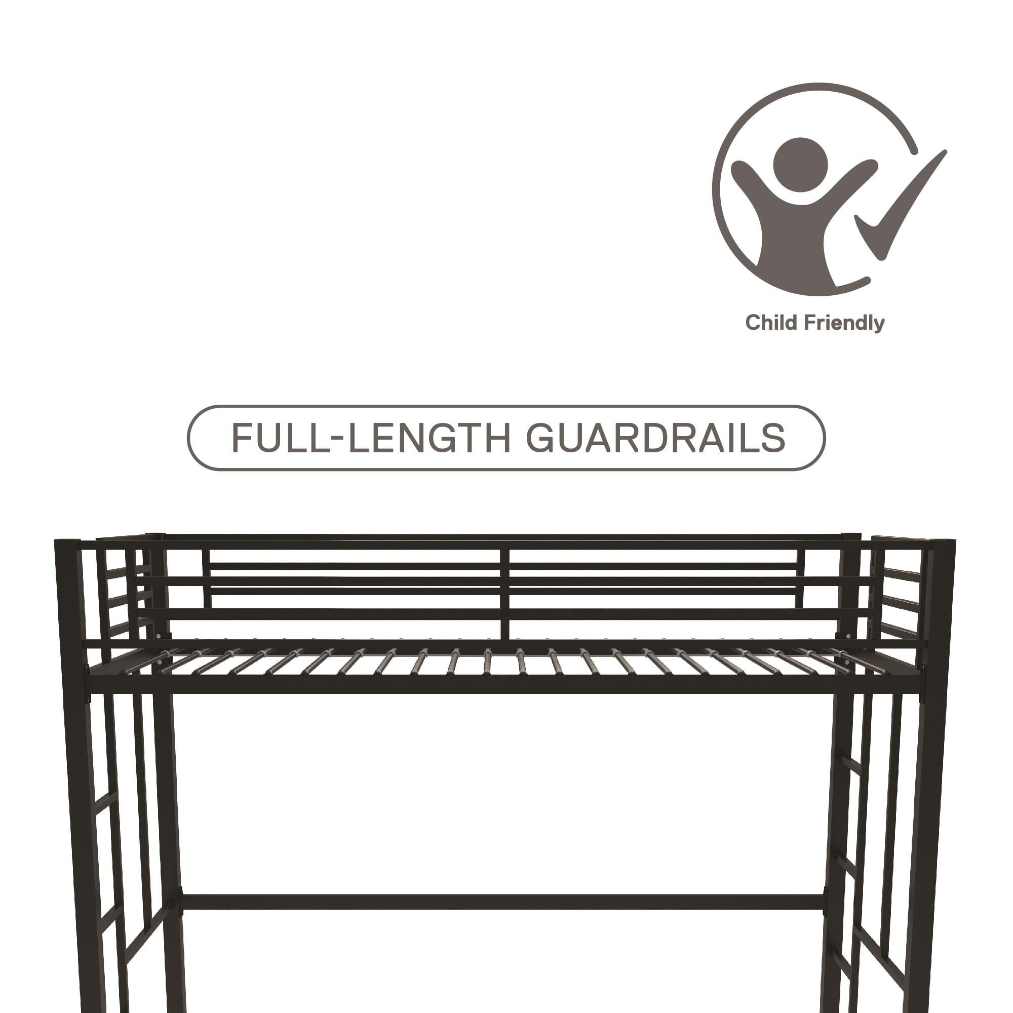 Your Zone Brittain Twin Metal Loft Bed, Black