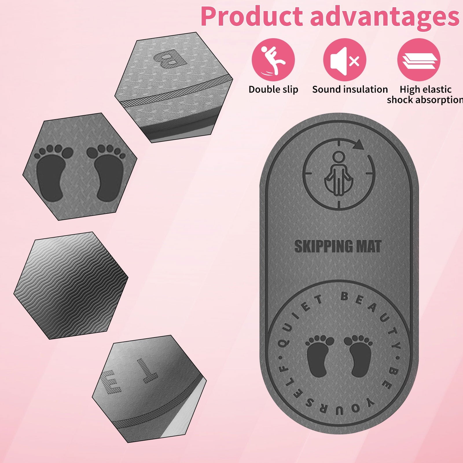 Kotyreds Jump Rope Mat - Durable Jumping Rope Mat with Non-Slip Texture High Density