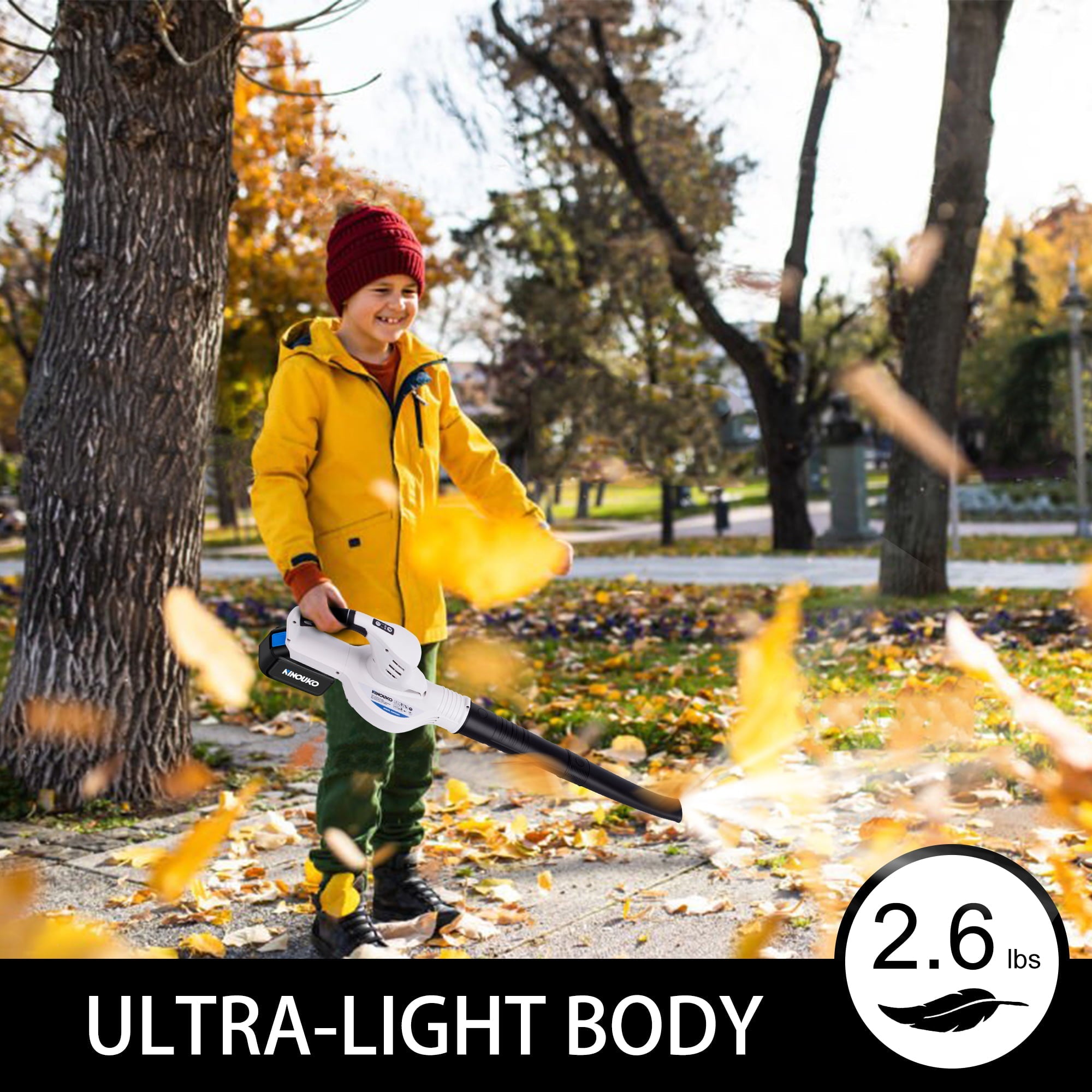 Ninouko 20V Cordless Leaf Blower 150MPH with 4.0Ah Battery and Charger for Lawn Care, Garage, Snow