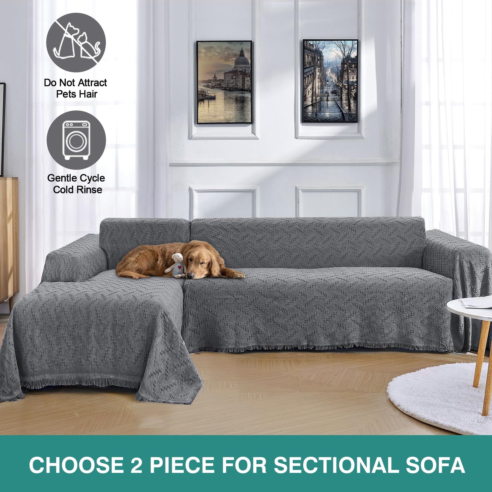 Sanmadrola Sofa Cover, Couch Covers for 3 Cushion Couch Sofa, Sectional Couch Covers for L Shaped Couch Cover, Living Room Sofa Throws Sofa Slipcovers for Pets, Kids (71