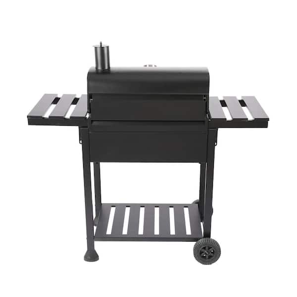Charcoal Grill with 2 Side Table in Black Plus a Cover