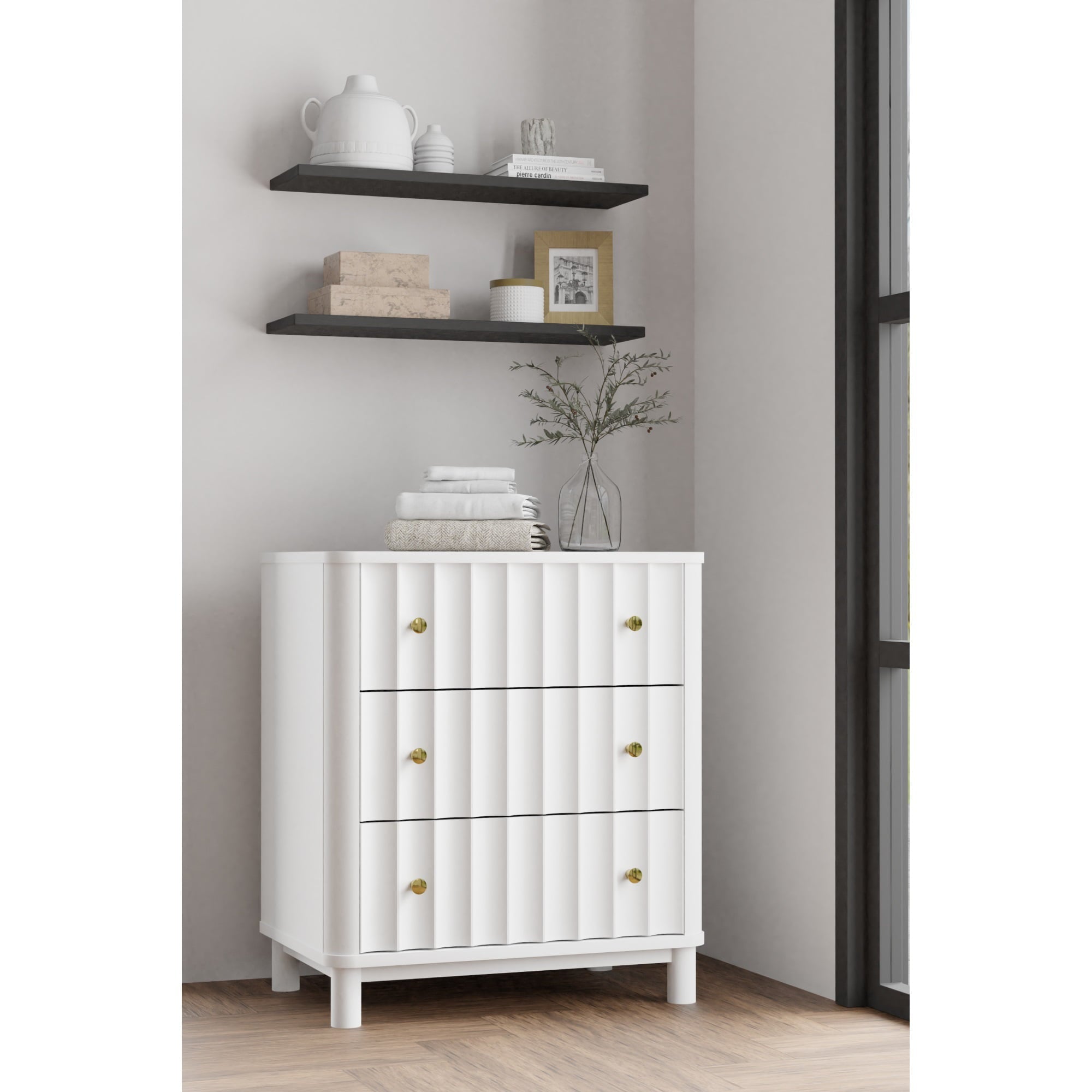 Alpine Furniture  Stapleton 3 Drawer Small Chest, White