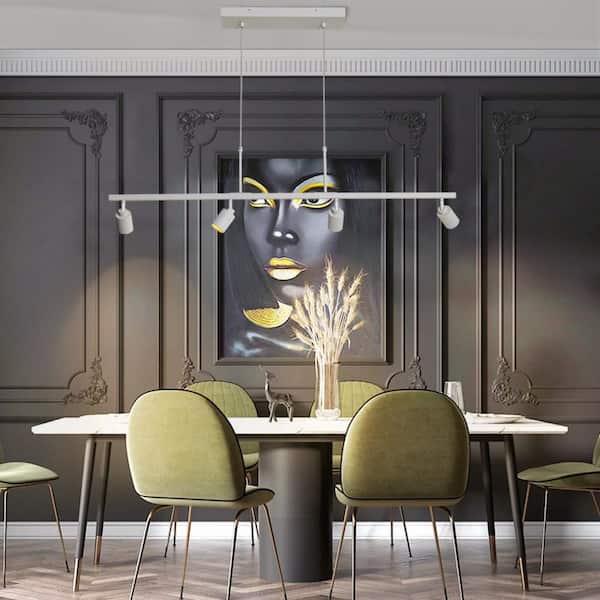 7-Watt, 3000K, 4 Heads, White And Gold, 1960 Lumens Adjustable Hanging LED Fixed Track Pendant