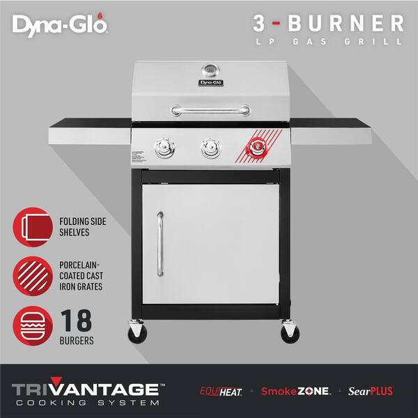3-Burner Propane Gas Grill in Stainless Steel with TriVantage Multifunctional Cooking System