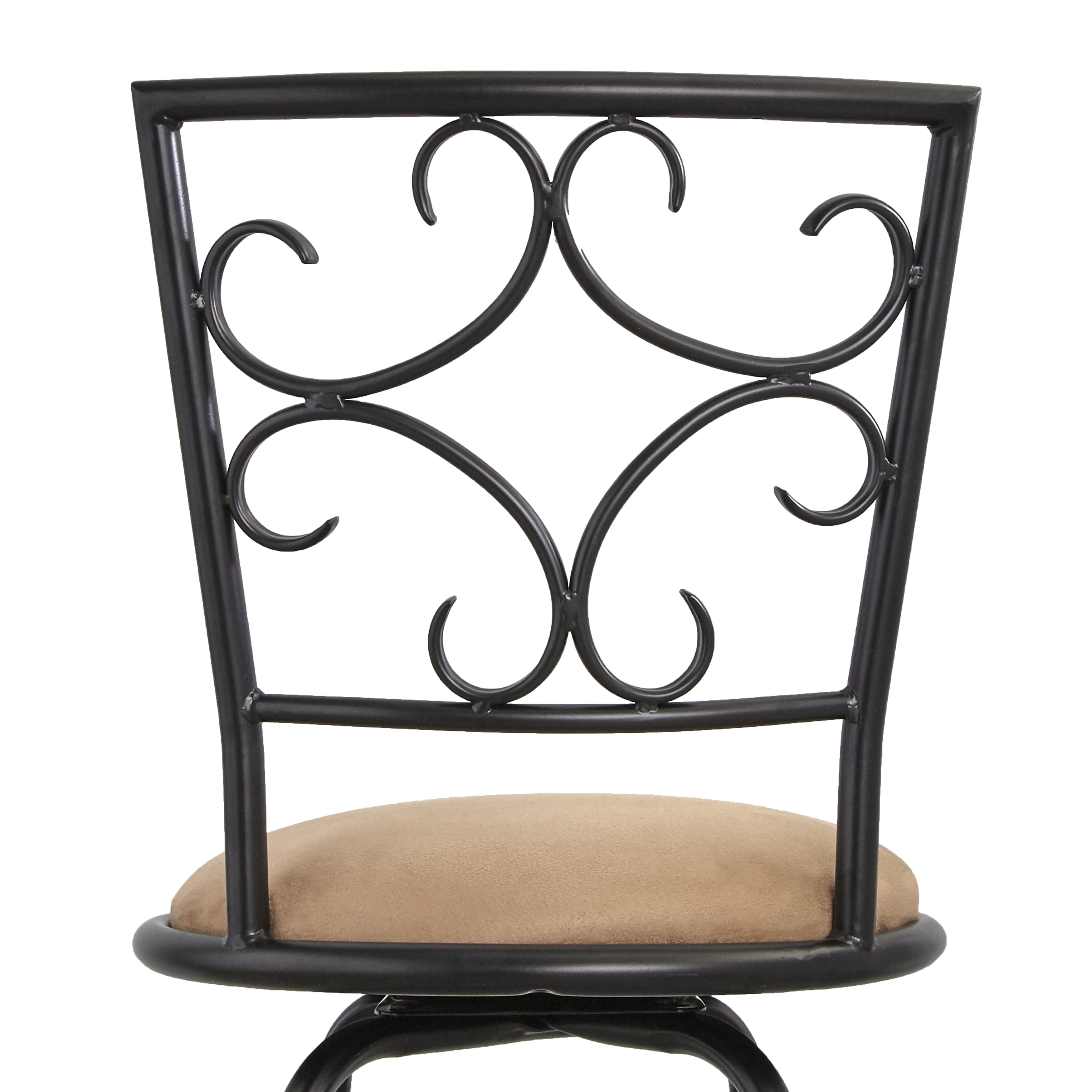 Mainstays Gillian Adjustable Height Swivel Barstool, Black/Tan, Set of 3