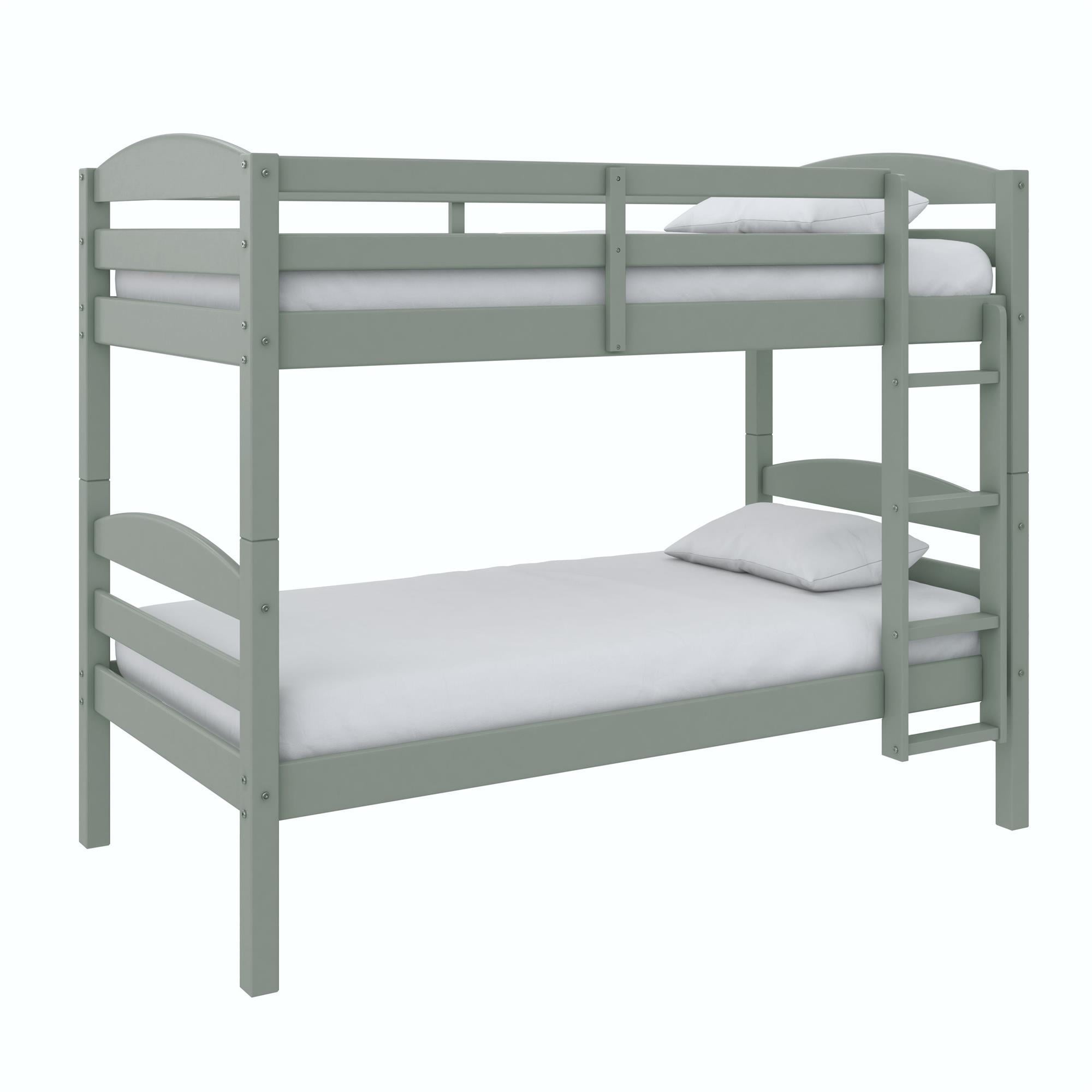 Better Homes & Gardens Leighton Solid Wood Twin-over-Twin Convertible Bunk Bed, Sage Green