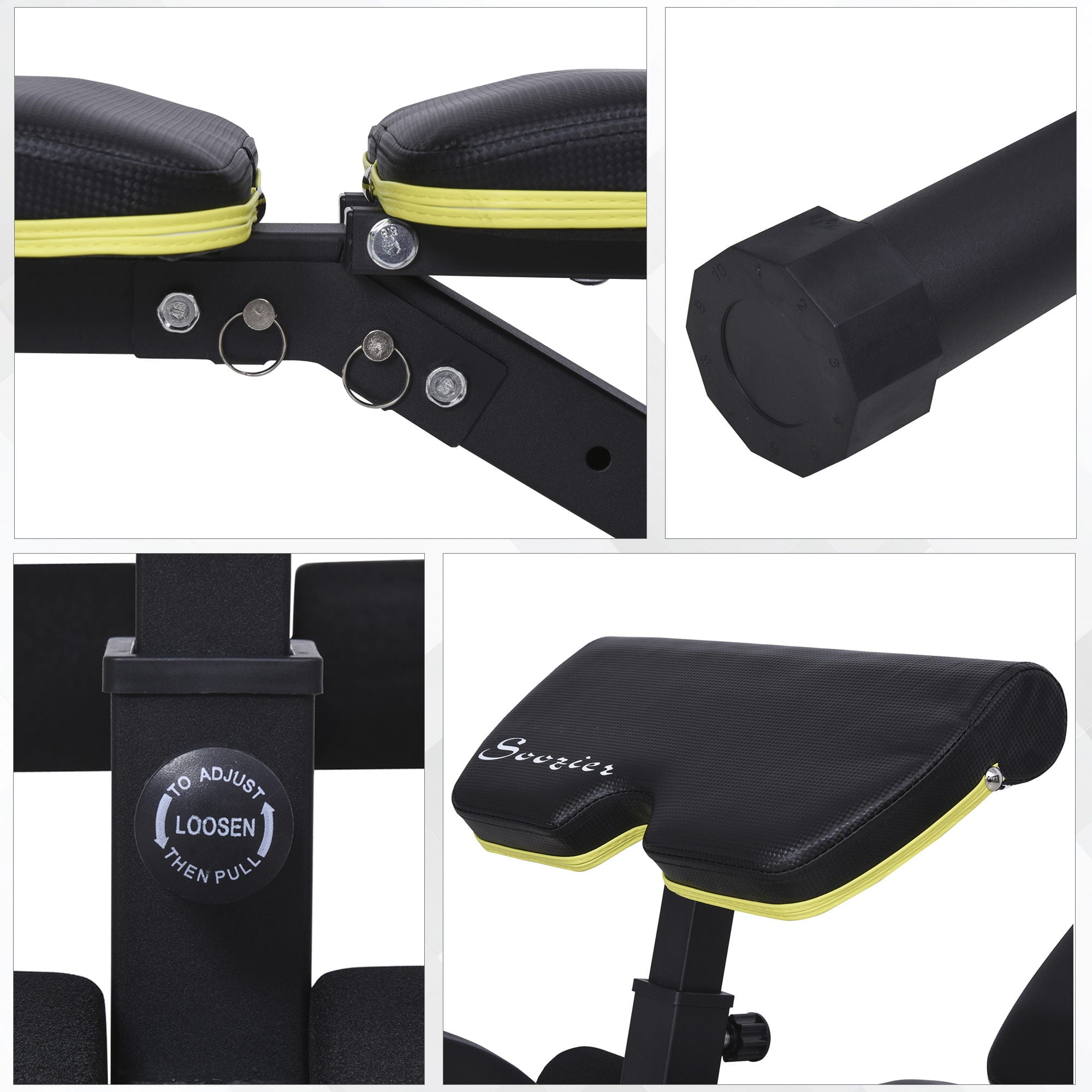 Soozier Adjustable Sit-up Dumbbell Multi-Functional Purpose Hyper Extension Weight Bench with Back Angle