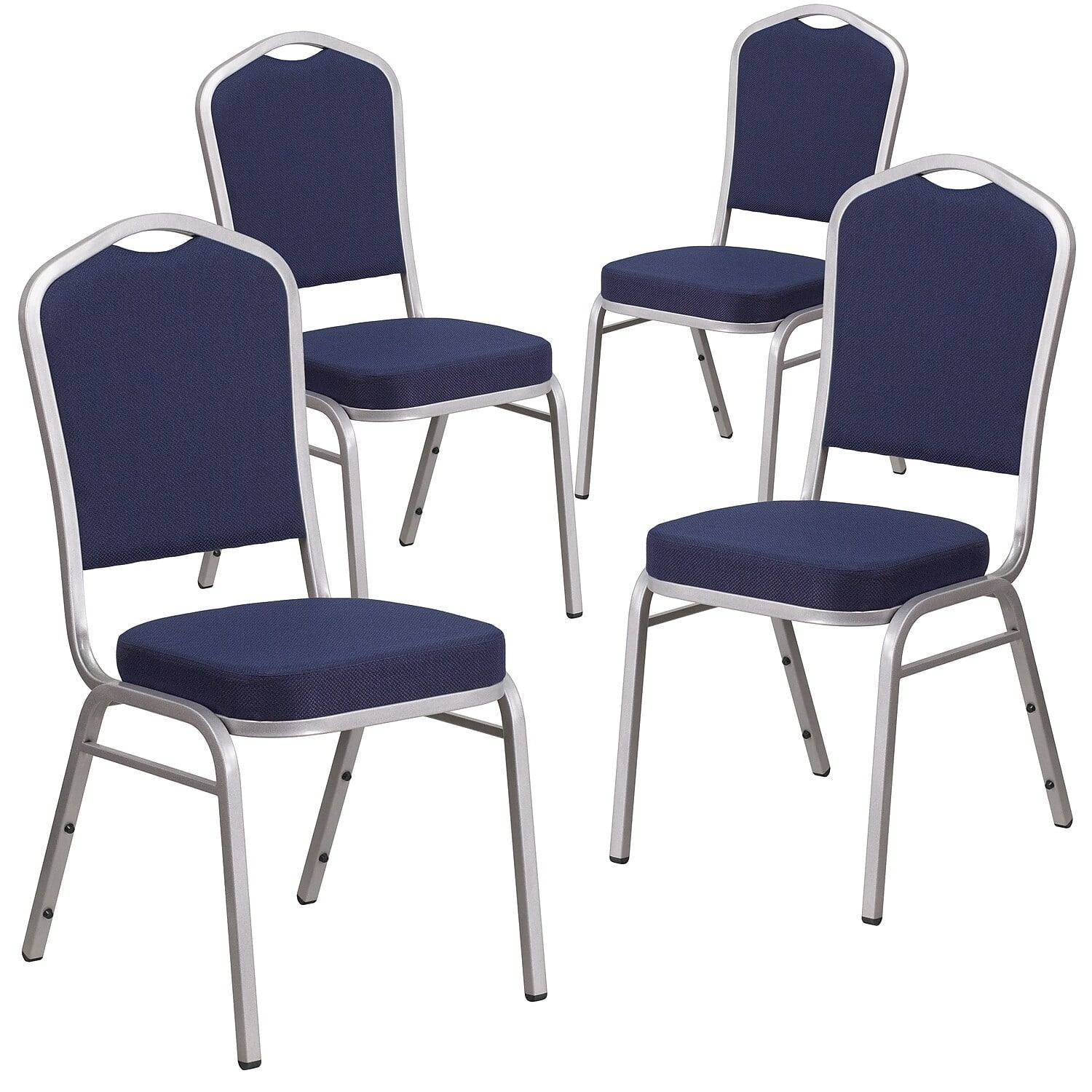 Flash Furniture 4 Pack HERCULES Series Crown Back Stacking Banquet Chair in Black Patterned Fabric - Gold Vein Frame