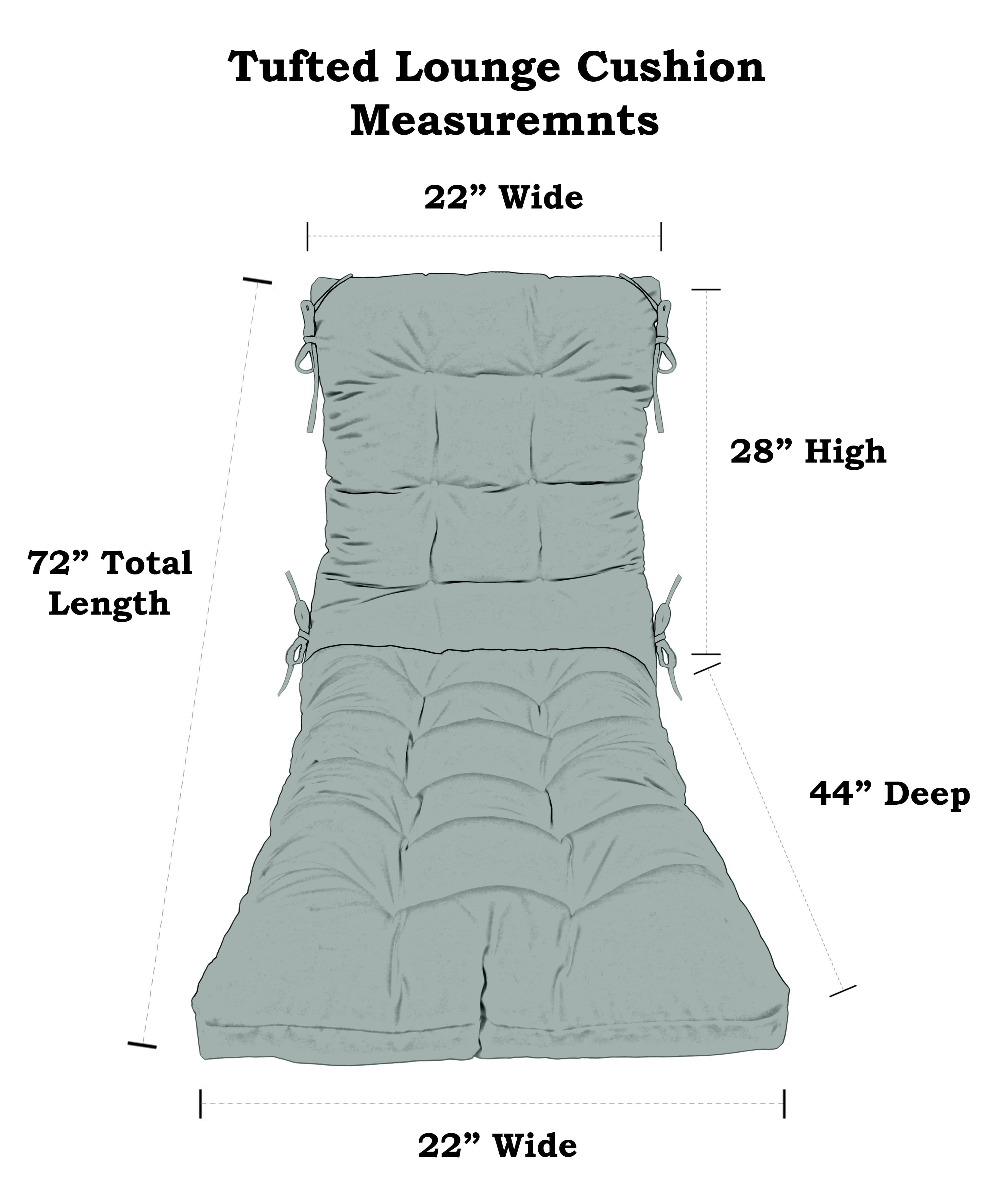 RSH Décor Indoor Outdoor Tufted Chaise Lounge Chair Cushion, Black