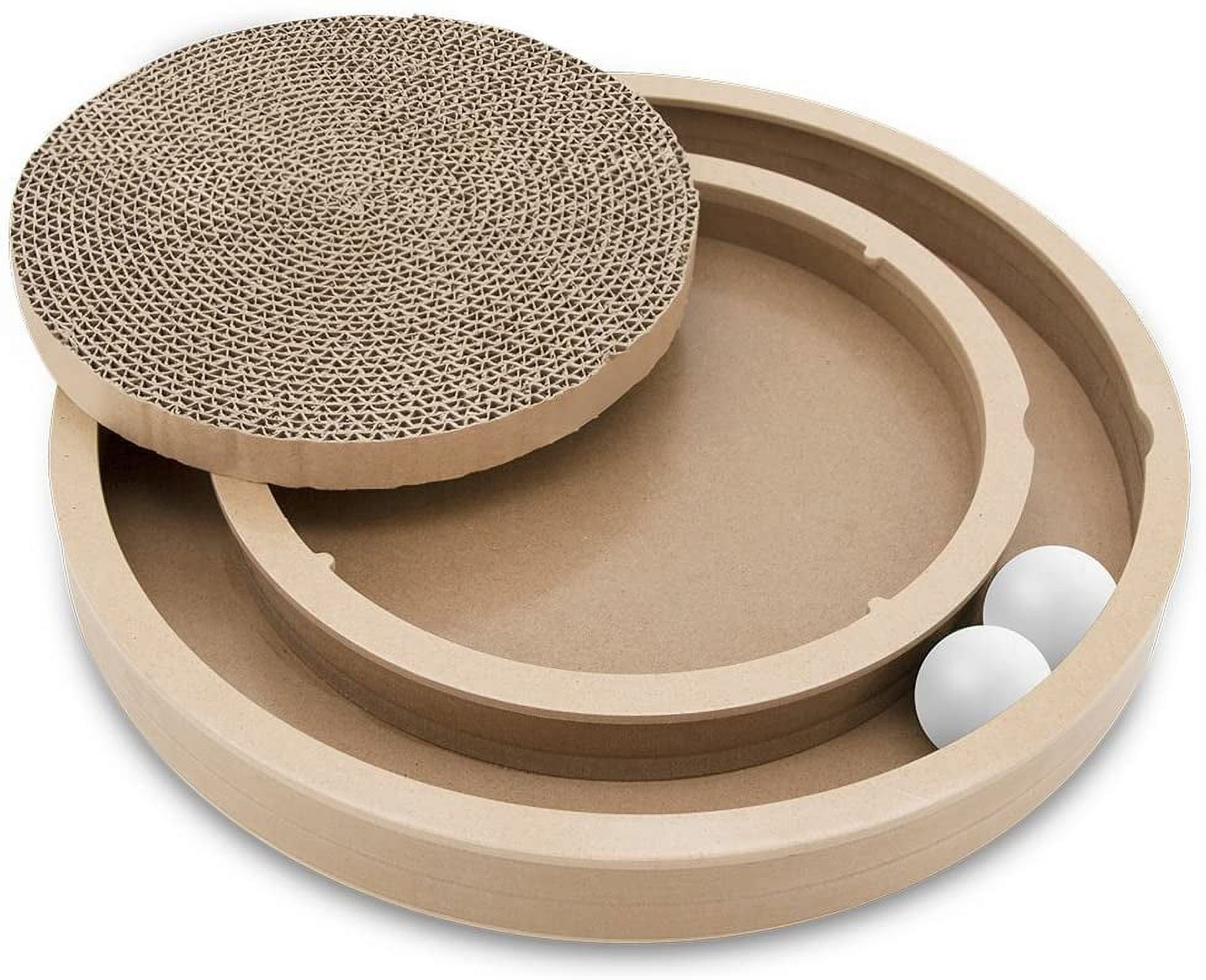 Best Pet Supplies Scratch and Spin Cat Scratcher Pad with Interactive Spinning Balls for Active Play, Natural Recycled Corrugated Cardboard, Supports Pet Behaviors, Relieves Stress