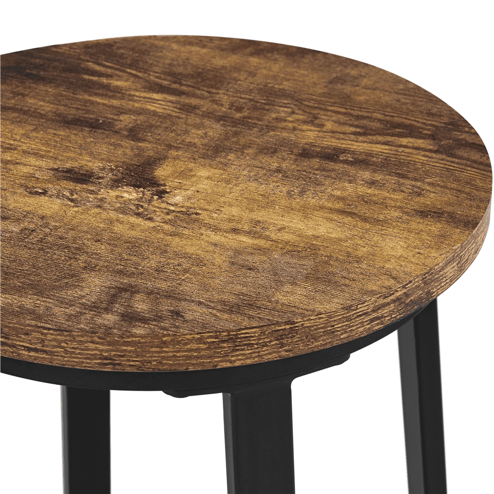 Topeakmart 2pcs 29.5''H Backless Metal Frame Bar Stools with Round Top, Rustic Brown