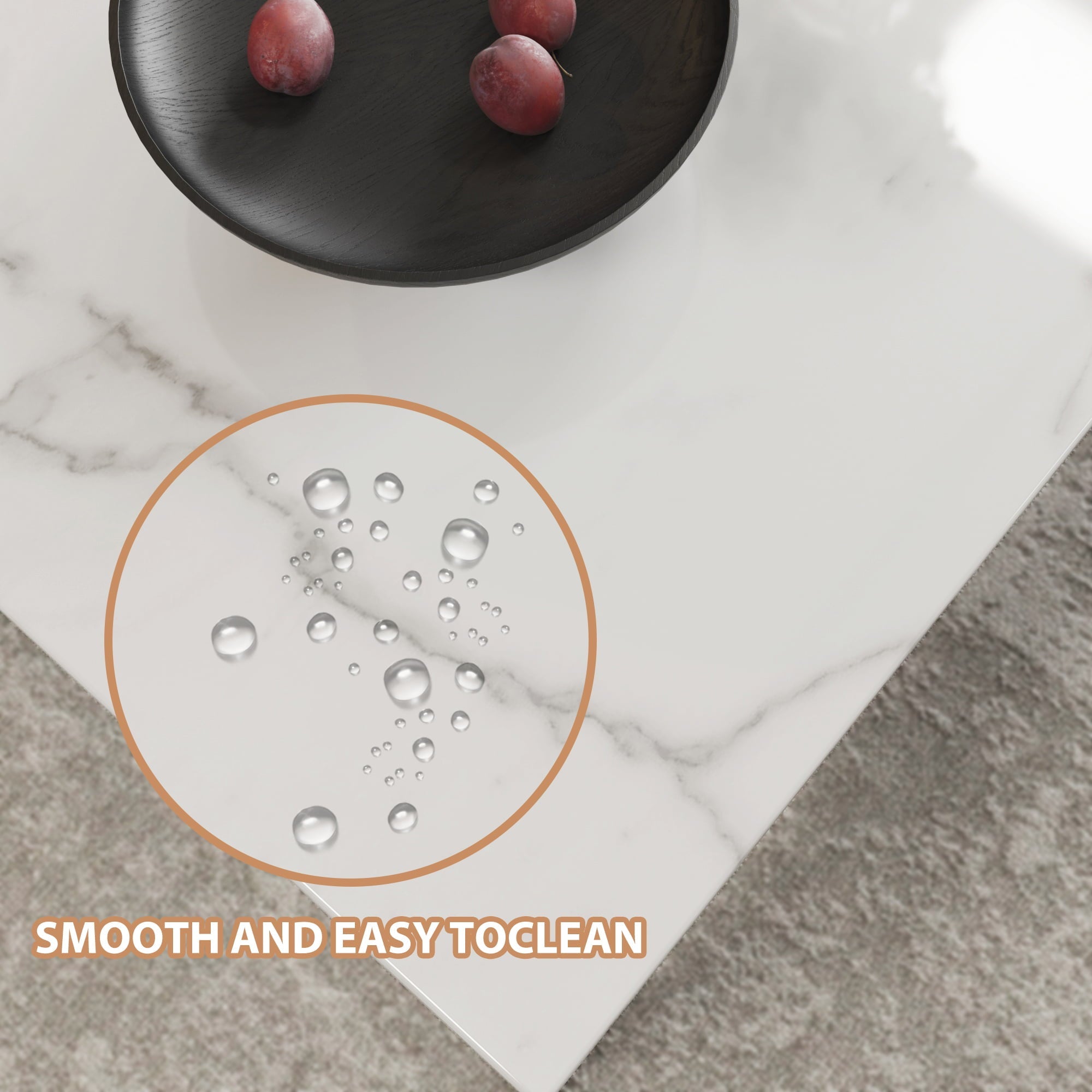 uhomepro 5 Pieces Dining Table Set, Elegant Marble Top Kitchen Table and Chairs for 4, Metal Frame Table and 4 Velvet Upholstered Chairs Perfect for Kitchen Breakfast Nook Bar Small Apartment