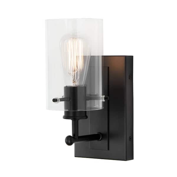 Regan 4.5 in. 1-Light Espresso Bronze Bathroom Vanity Light with Clear Glass Shade