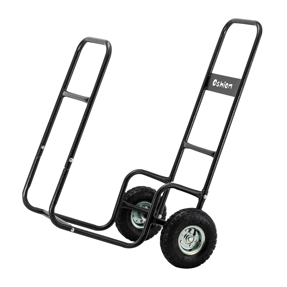 UBesGoo Firewood Log Cart & Carriers & Holders Wood Rack Dolly Fireplace Wood Mover, Black