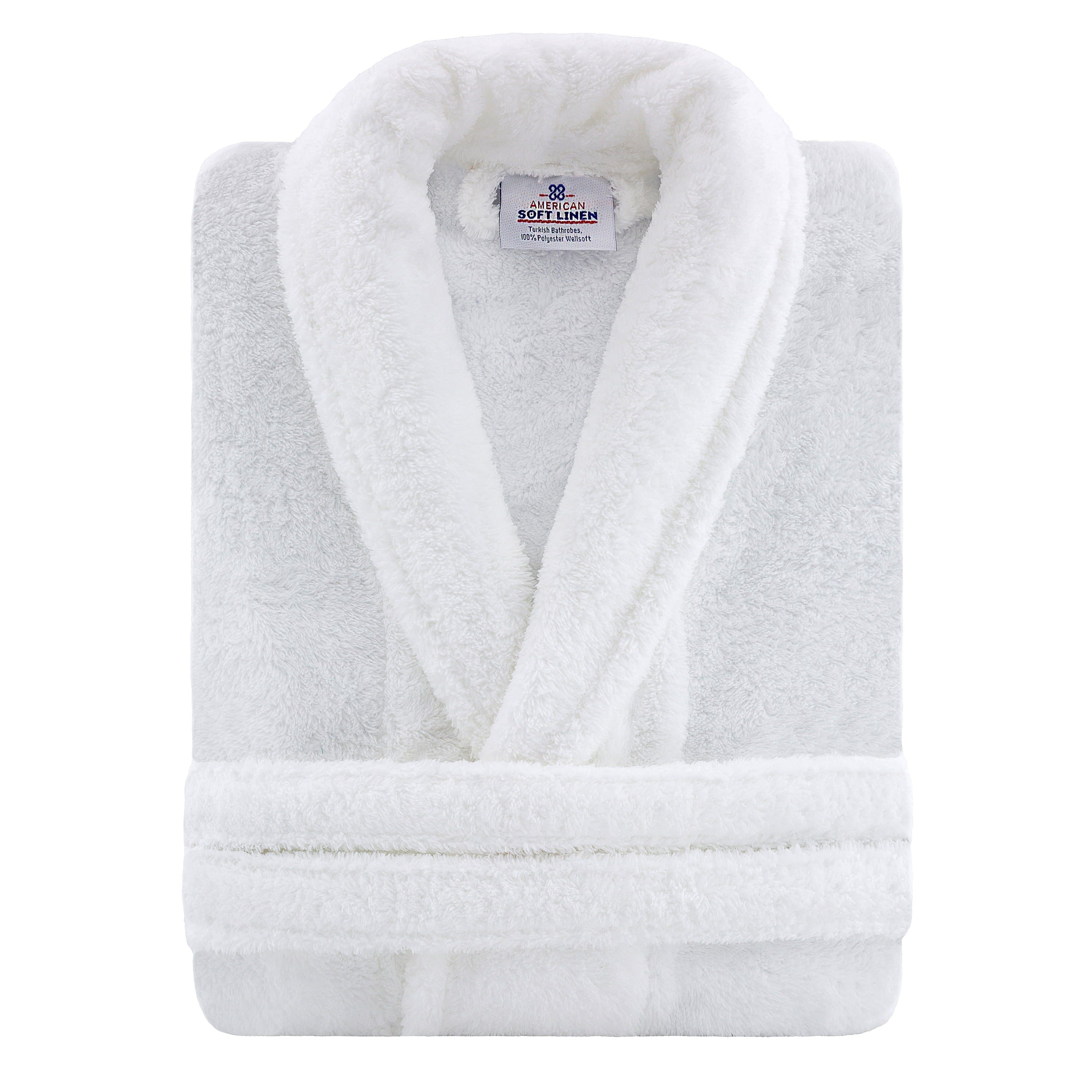 American Soft Linen, Mens and Womens Robes, Unisex Bathrobes, M-L, White