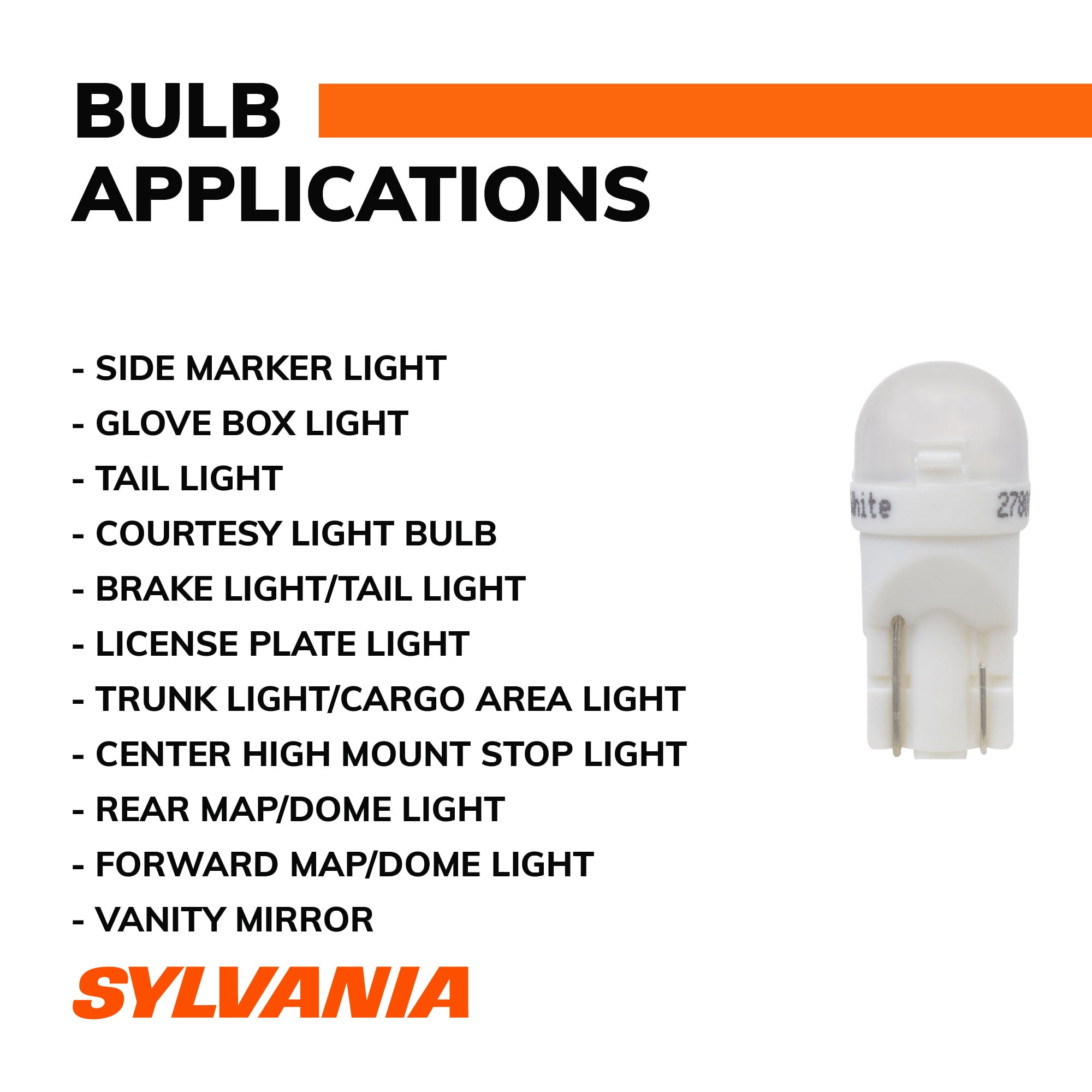 Sylvania 168 White LED Automotive Mini Bulb, Pack of 1