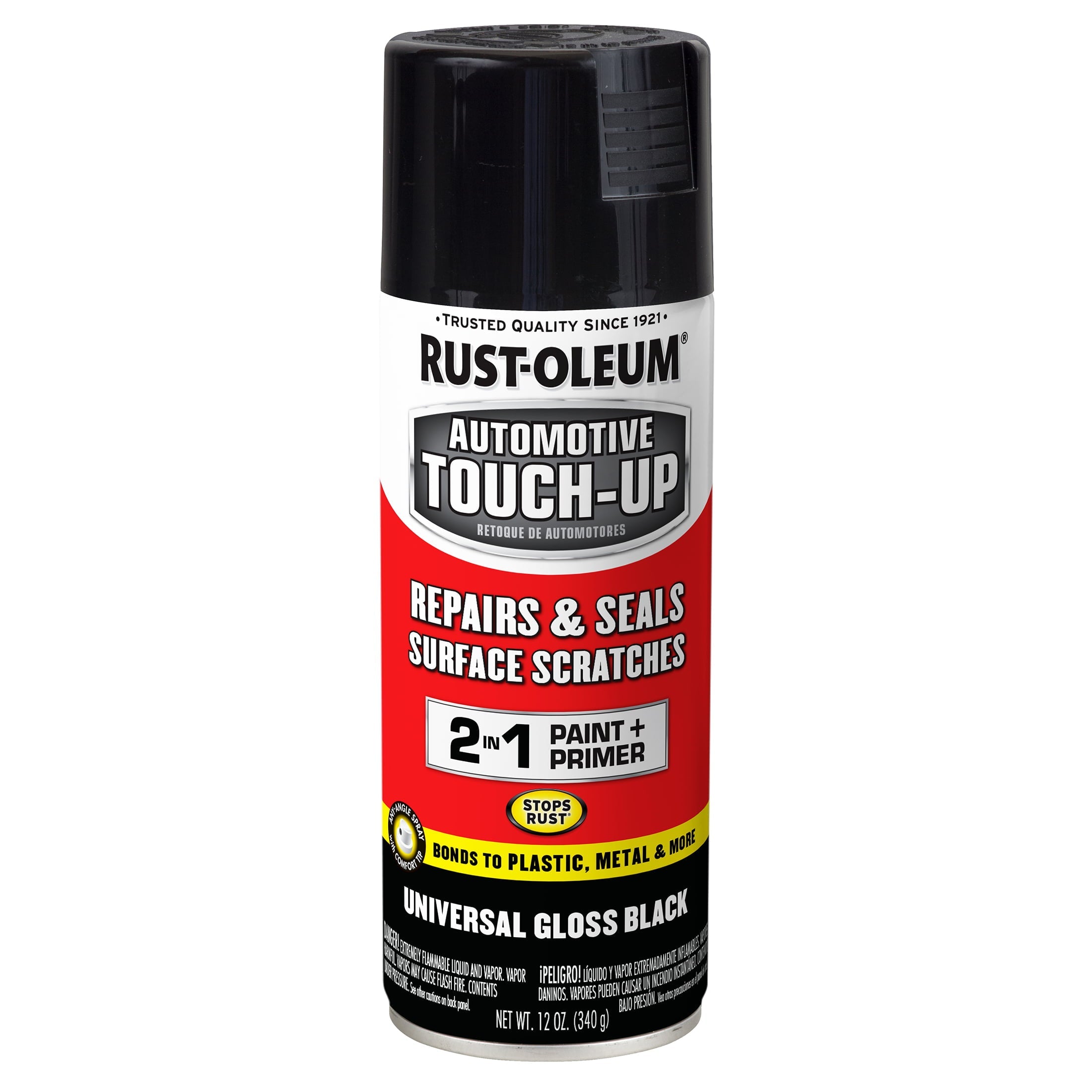 Black, Rust-Oleum Automotive Gloss Touch Up Paint and Primer in One Spray Paint-292320, 11 oz