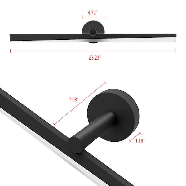 23 in. 14-Watt 1-Light Black LED Vanity Light with Dimming Function