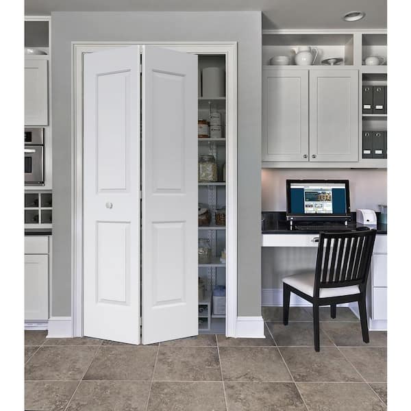 32 in. x 80 in. 2 Panel Cambridge Primed Smooth Molded Composite Closet Bi-Fold Door