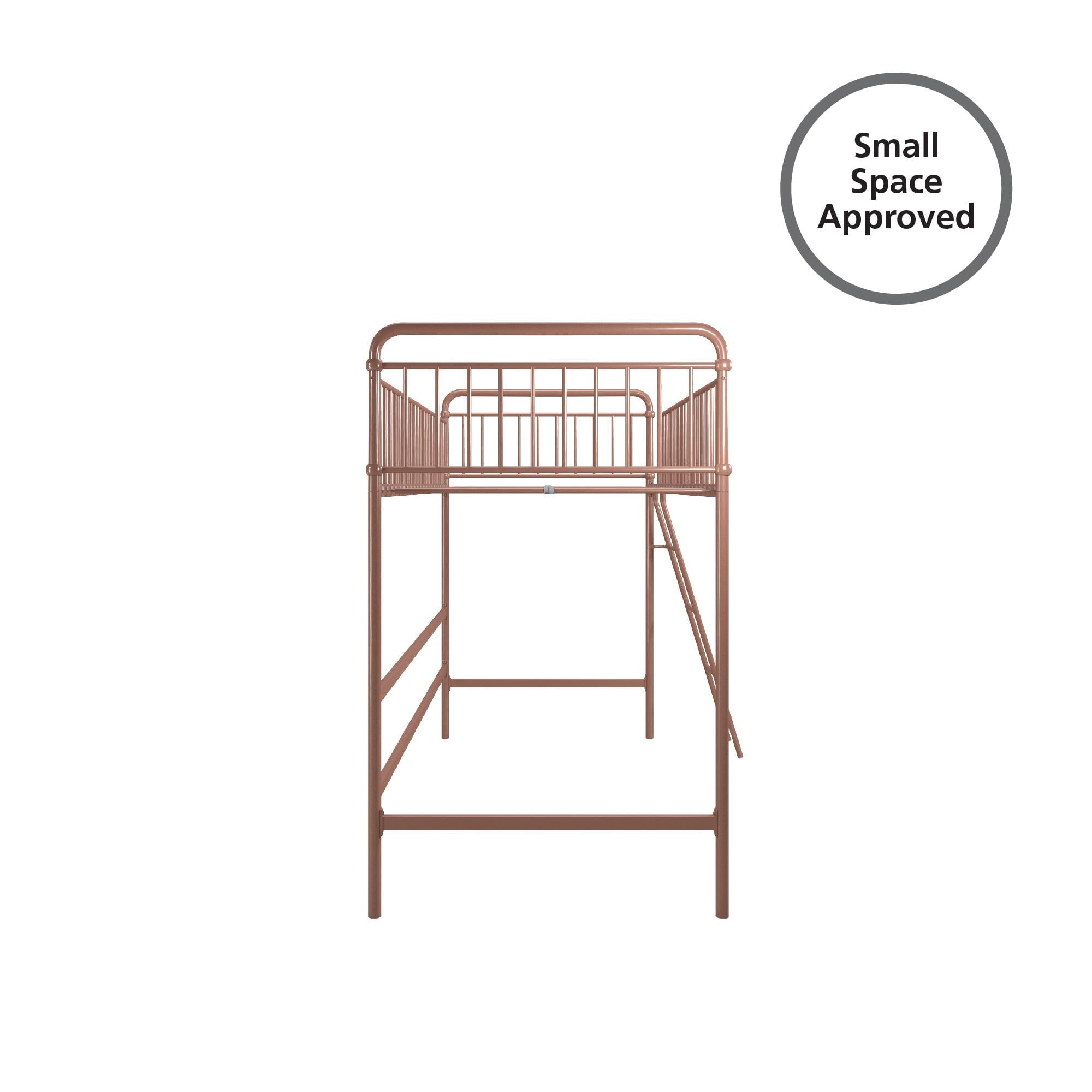 Better Homes & Gardens Kelsey Twin Metal Loft Bed, Rose Gold