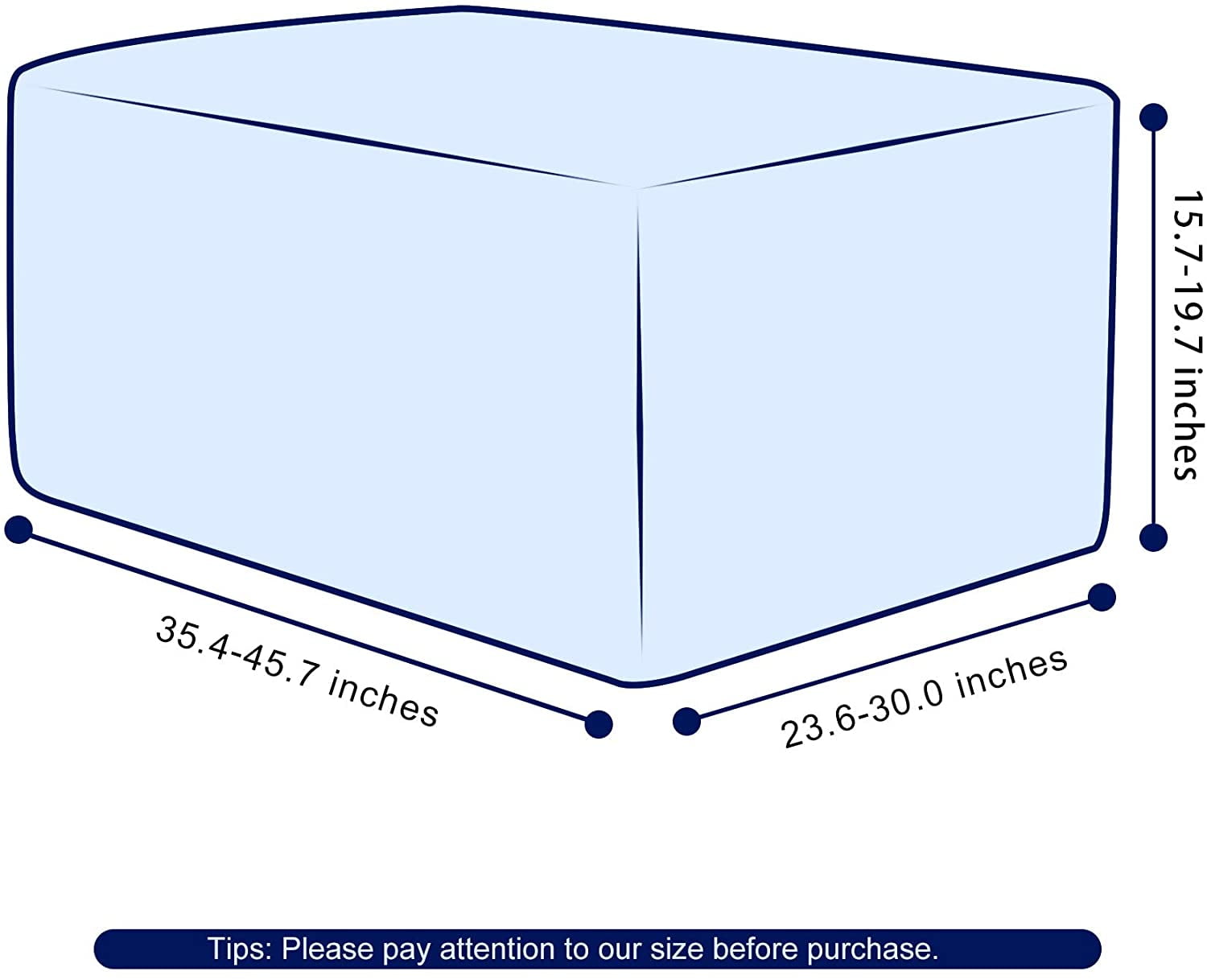 Subrtex Stretch Textured Grid Oversized Ottoman Slipcover, Dark Cyan