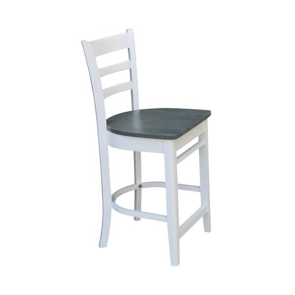 36 in. 5-Piece Heather Gray and White Round Gathering Height Table with 4-Counter Height Stools