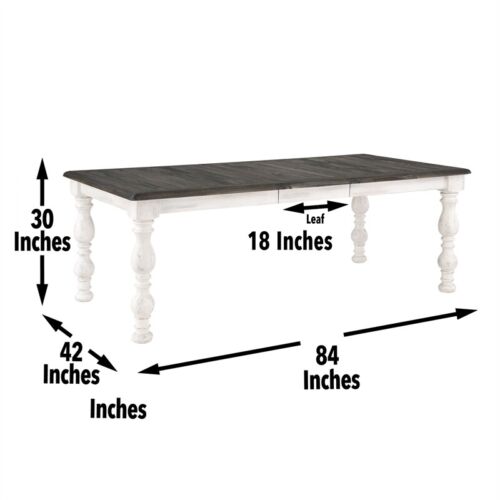 Heston Weathered White 84 in. Wood Dining Table