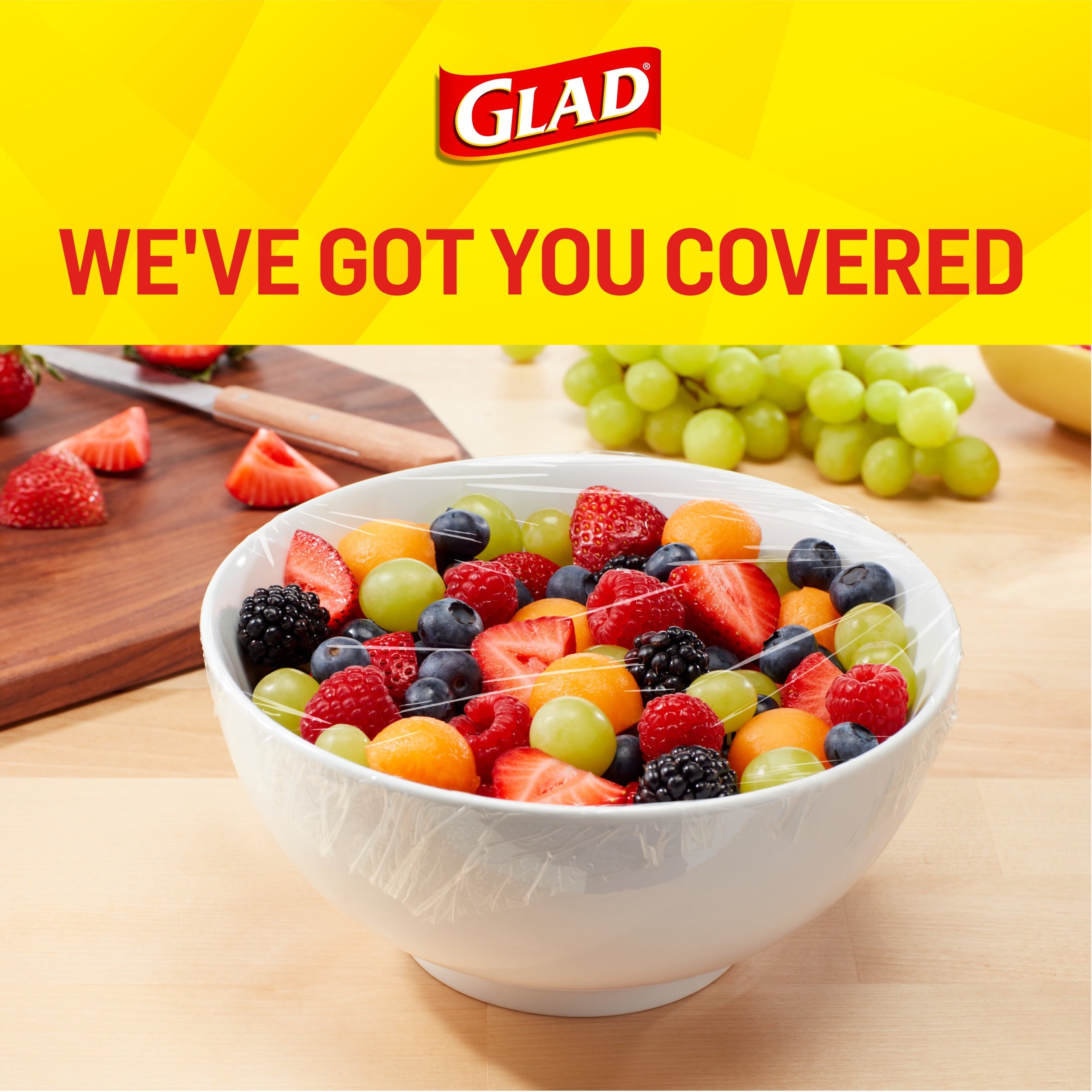 Glad Cling N Seal Plastic Food Wrap, 200 Square Foot Roll
