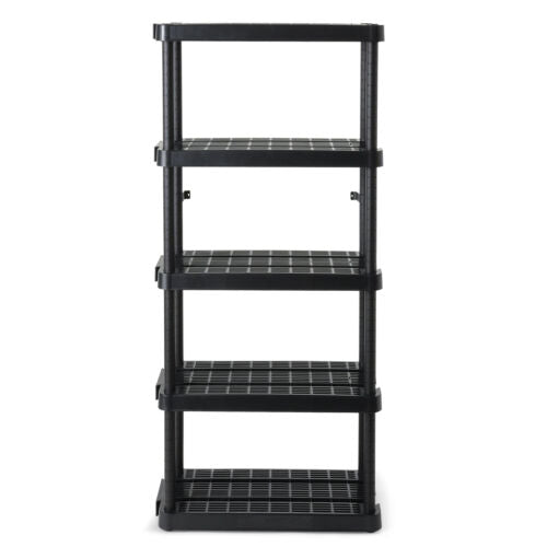 Gracious Living 5 Shelf Adjustable Ventilated Medium Duty Shelving Unit, Black