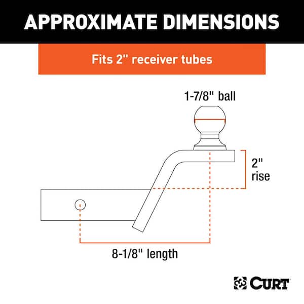 5,000 lbs. 2 in. Rise Fusion Trailer Hitch Ball Mount Draw Bar with 1-7/8 in. Ball (2 in. Shank)