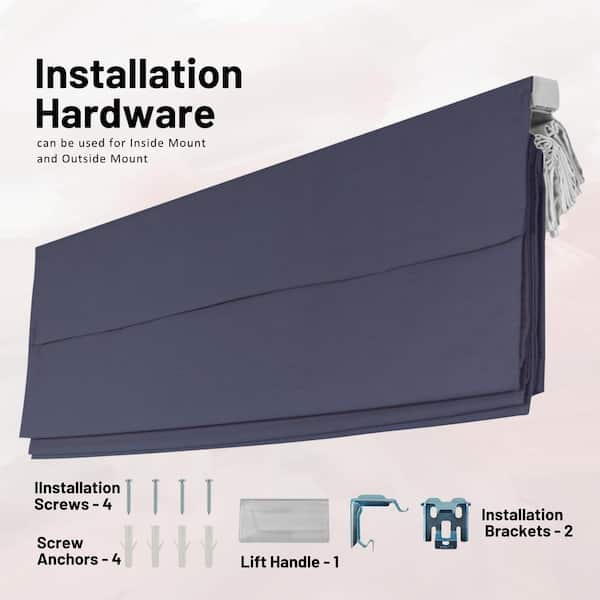 Navy Cordless Blackout Privacy Polyester Roman Shade 31 in. W x 64 in. L