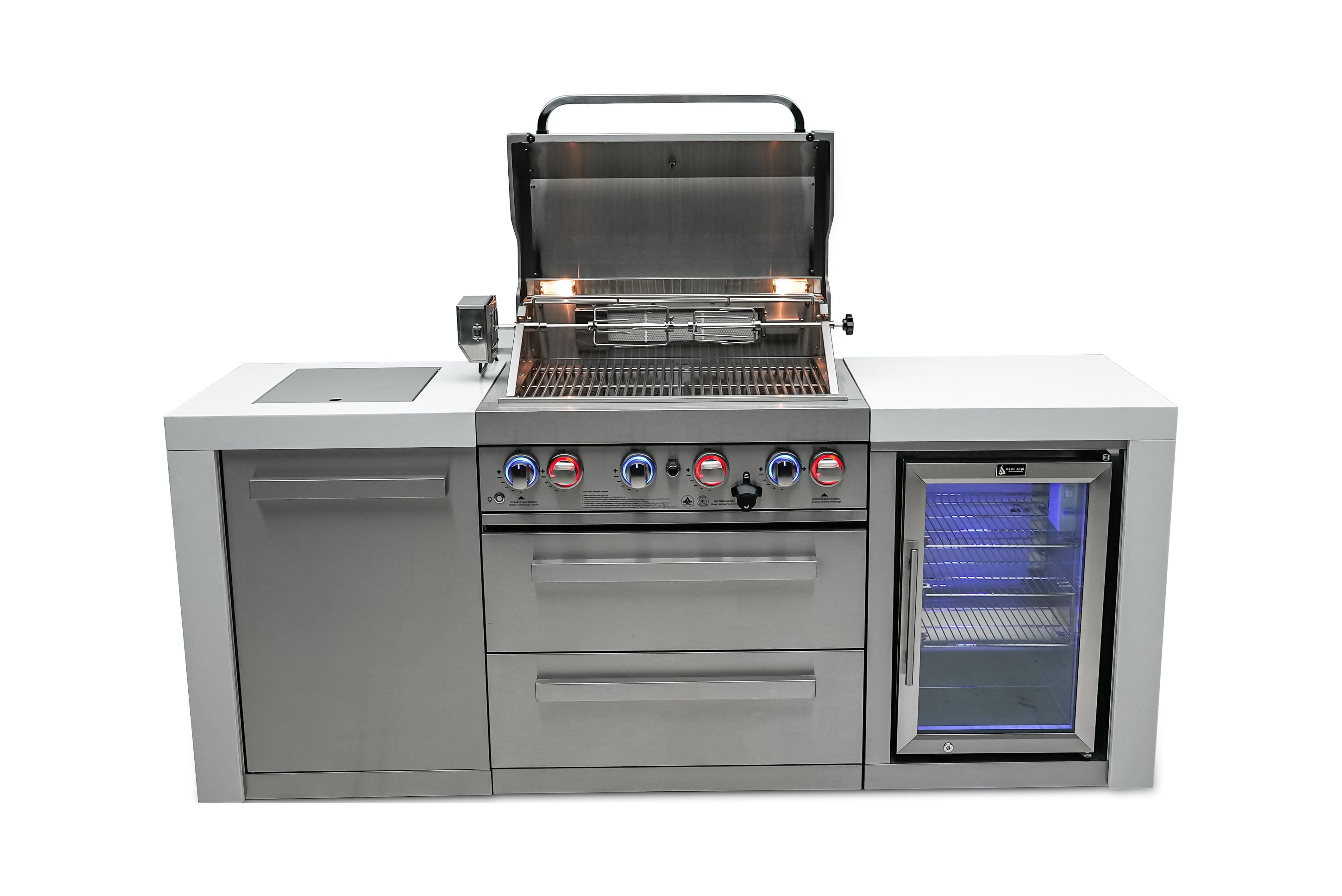 Mont Alpi 400 deluxe island with fridge cabinet