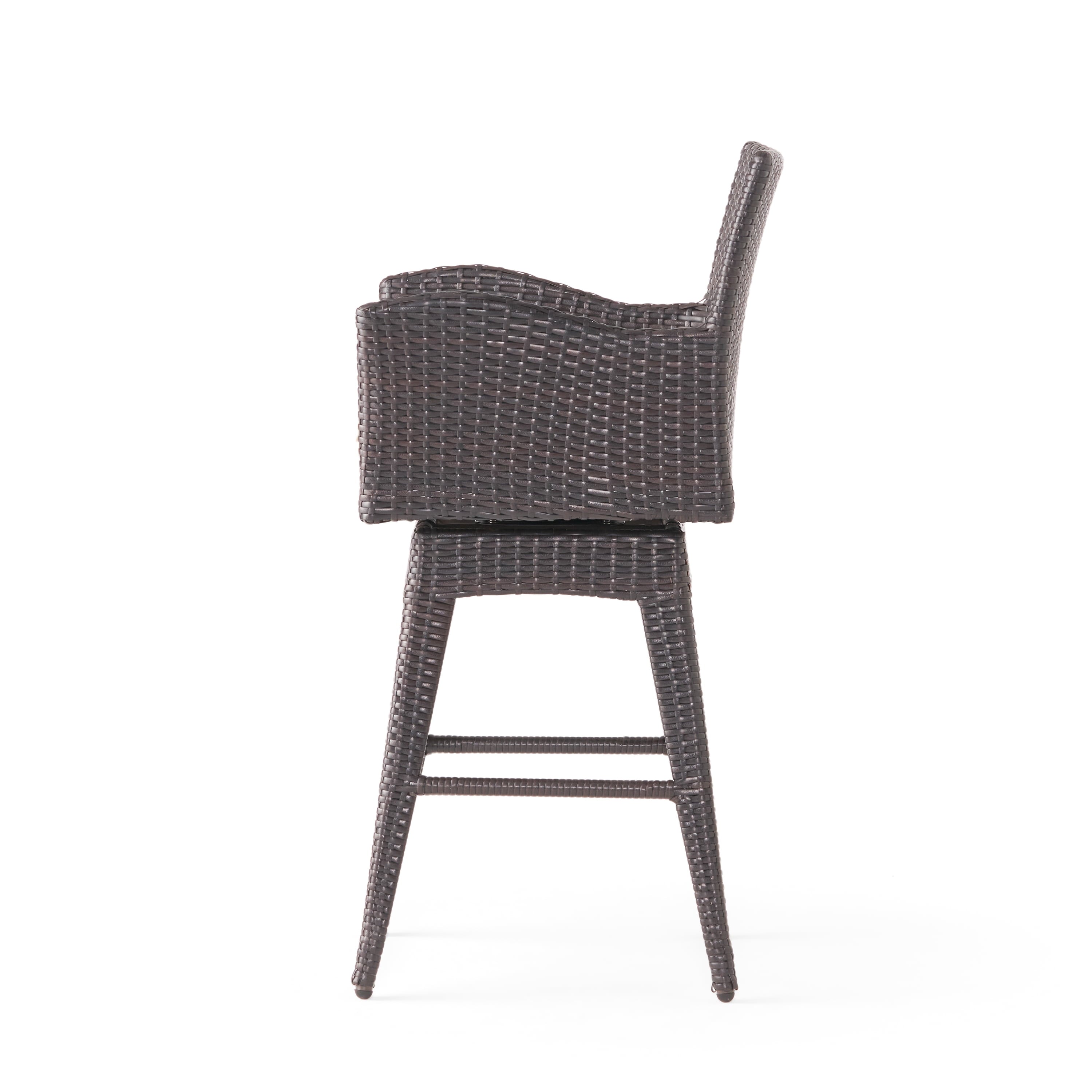 Brown Wicker Swivel Armed Barstool