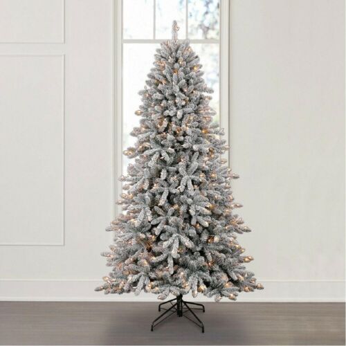 Member Mark 7.5FT PreLit Flocked Aspen Pine Artificial Christmas Tree