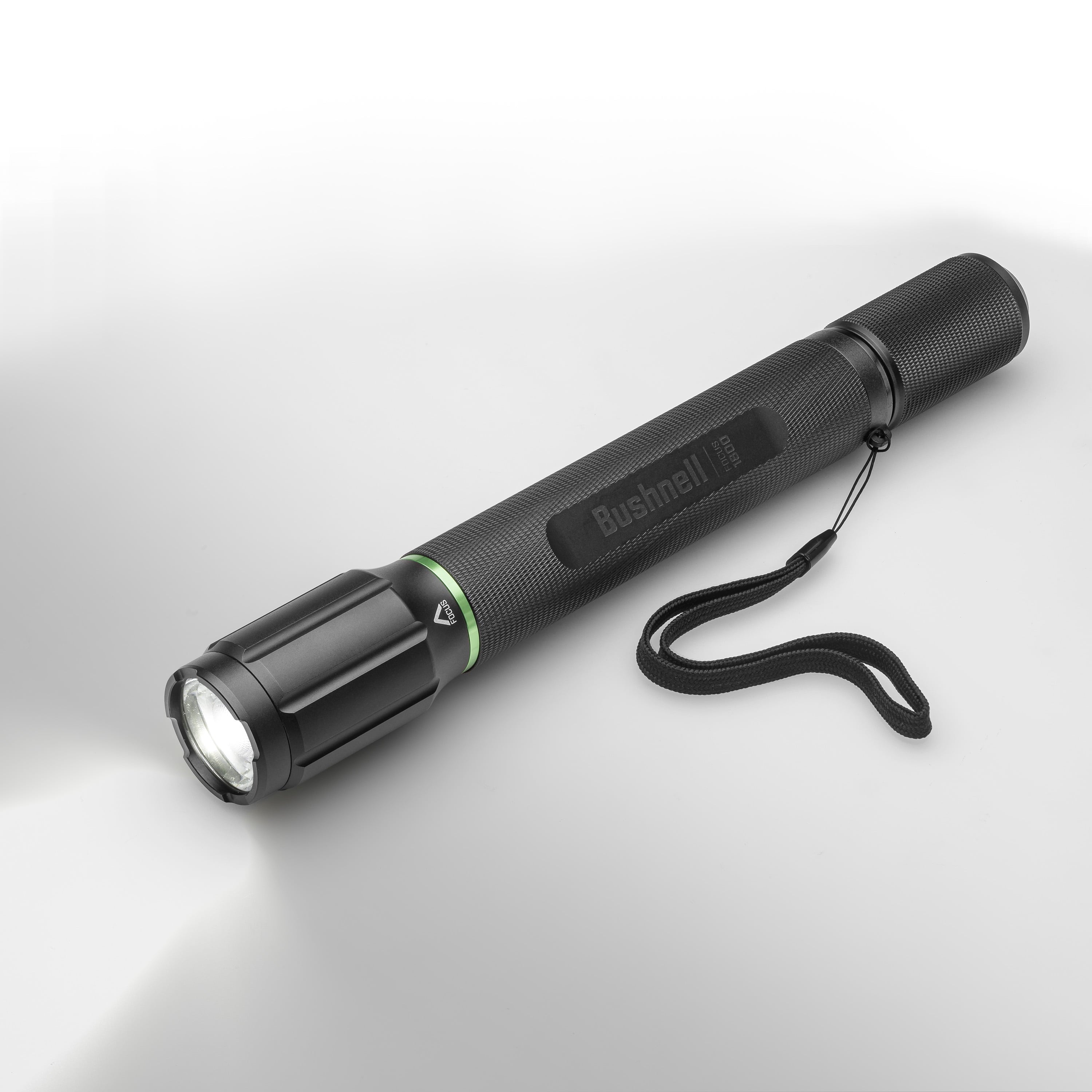 Bushnell 1800 Lumen Rechargeable Focusing Flashlight - IPX8 Waterproof, Black & Green