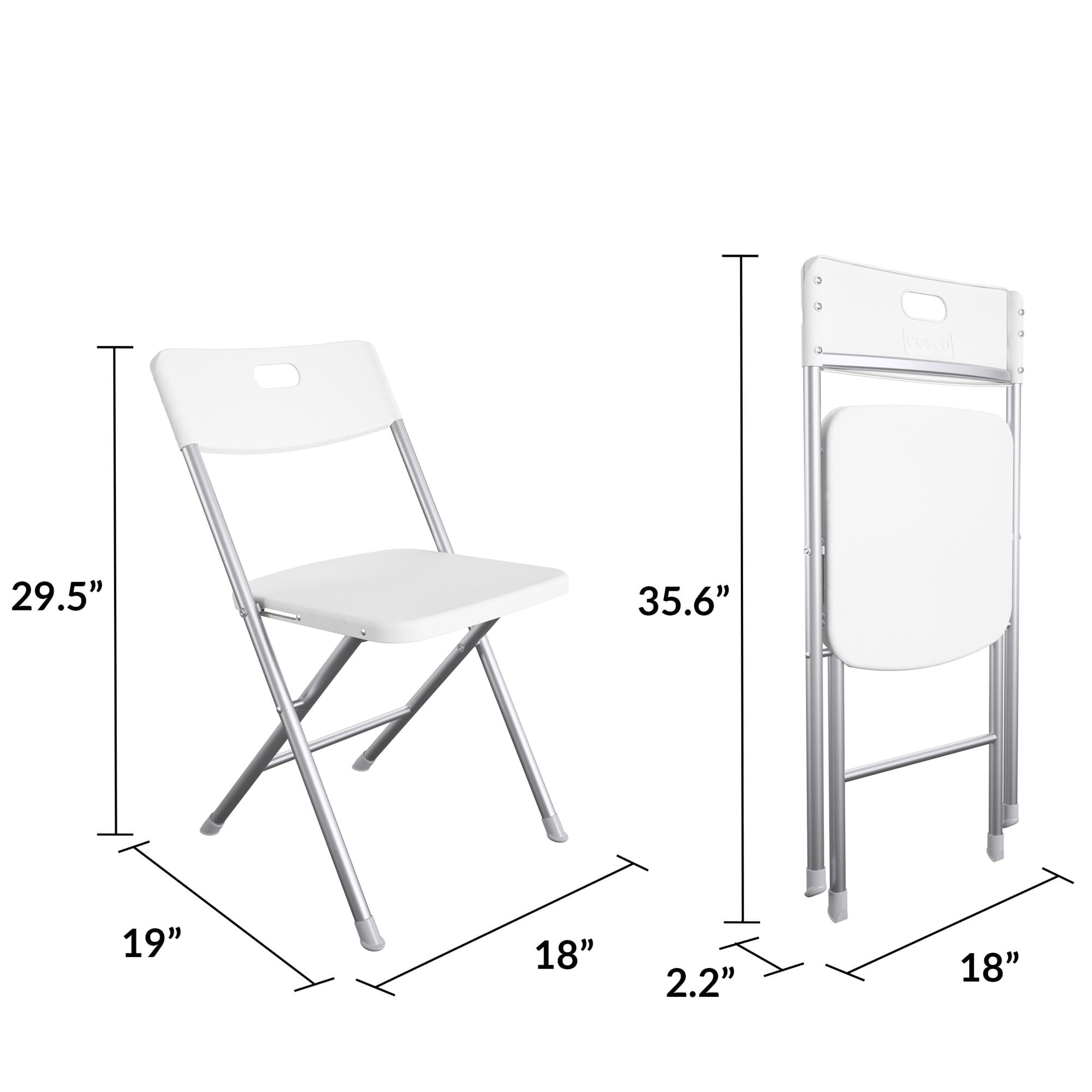 Mainstays Resin Seat & Back Folding Chair, White, 4-Pack
