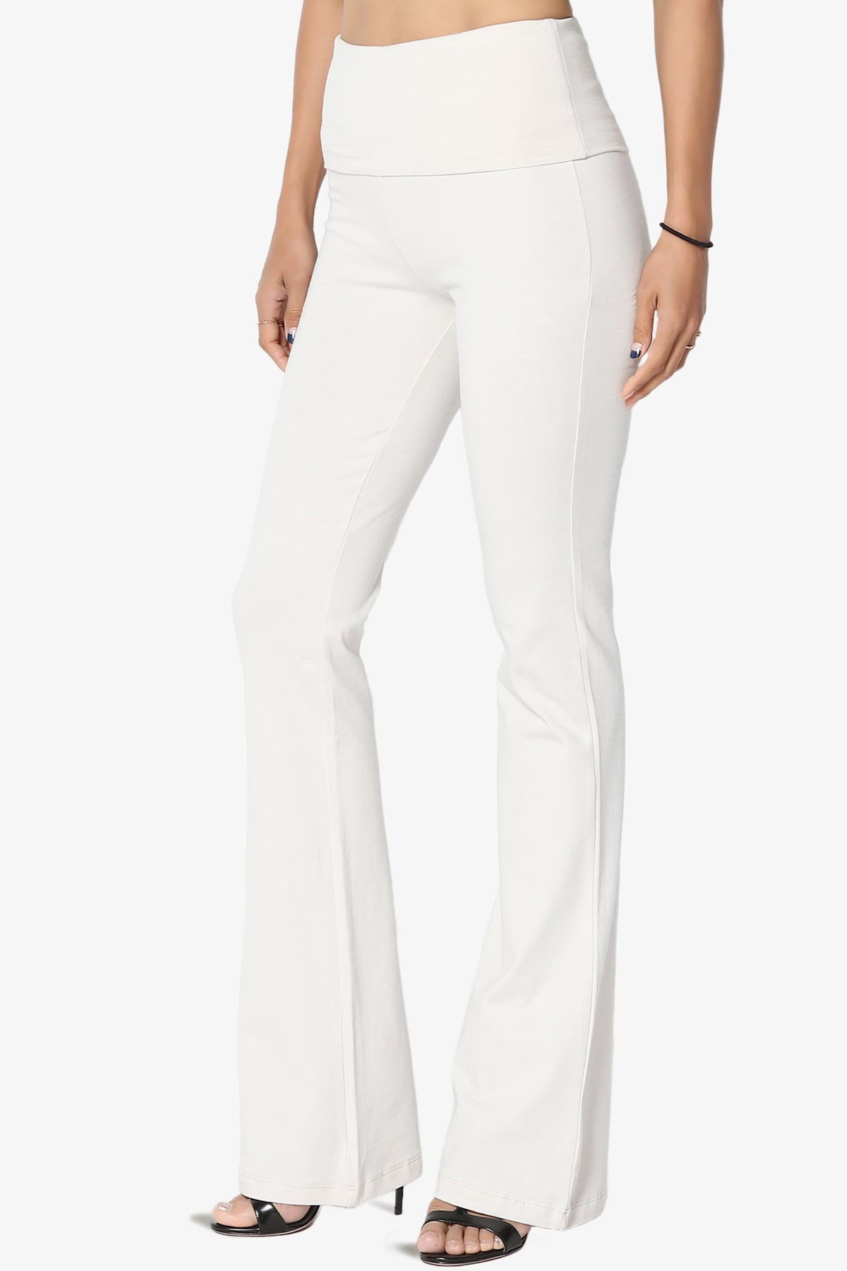 Women's Basic Foldover Waistband Comfy Stretch Cotton Boot Cut Lounge Yoga Pants