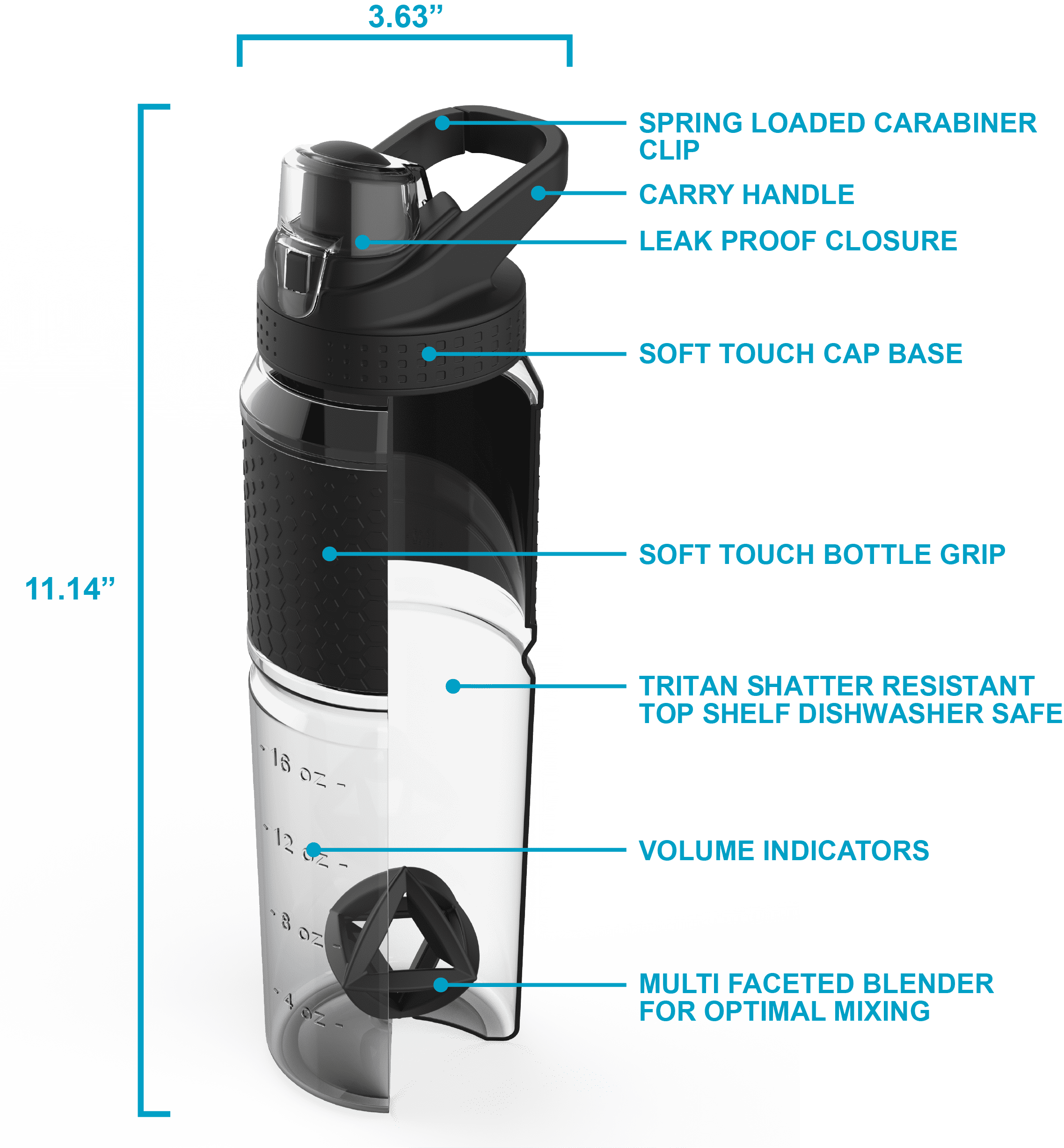 Mainstays 32 Fluid Ounce Shaker Bottle- Pink