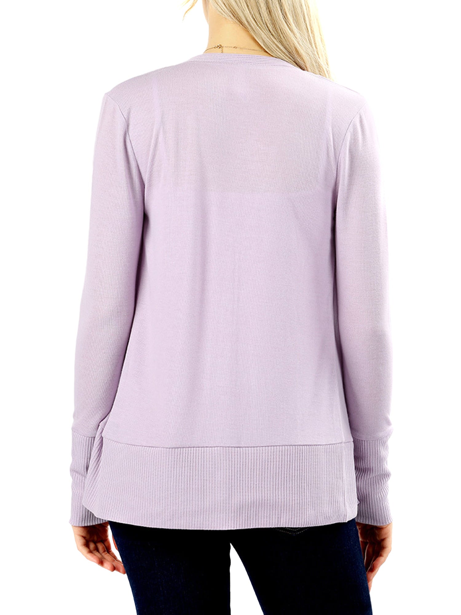 Zenana Women & Plus Classic Front V-Neck Thin Snap Button Down Long Sleeve Ribbed Knit Cardigan