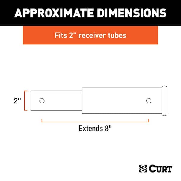 8 in. Receiver Tube Extender (2 in. Shank, 3,500 lbs.), Towing Draw Bar